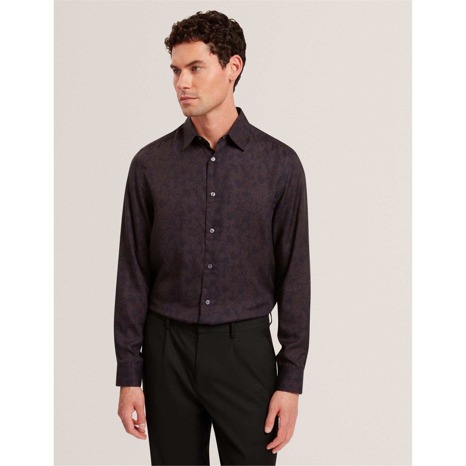 Ted Baker Floral Collared Neck Long Sleeve Shirt