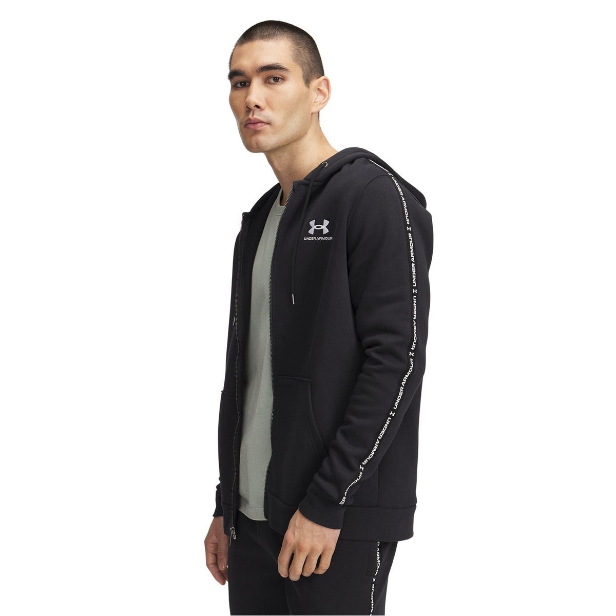 Under Armour Icon Solid Patterned Hooded Ribbed Cuff Full Zipper Sweat Jacket