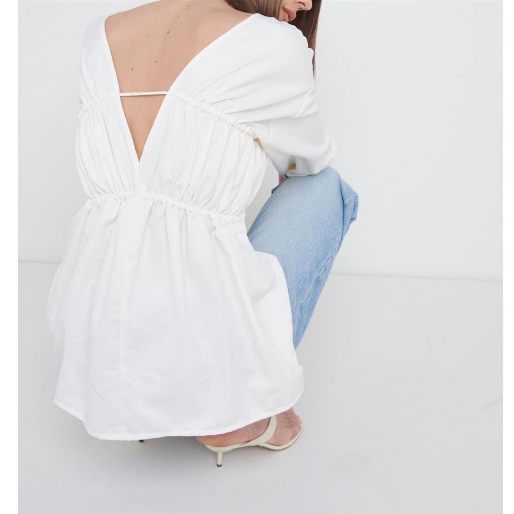Pretty Lavish Ottilie Long Sleeve Cropped V Neck Wrap Top