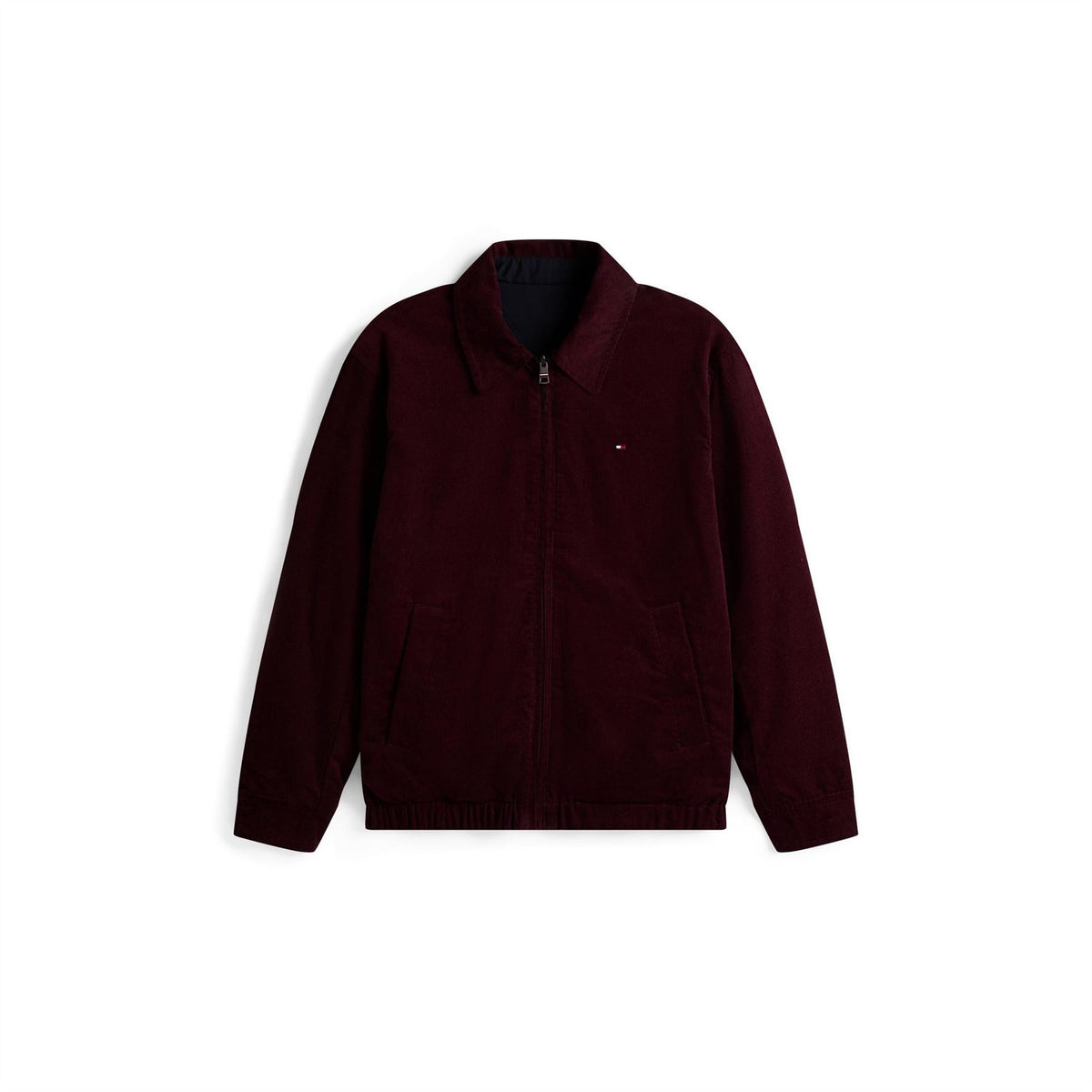 Tommy Hilfiger Reversible Solid Patterned Harrington Jacket with Front Pocket
