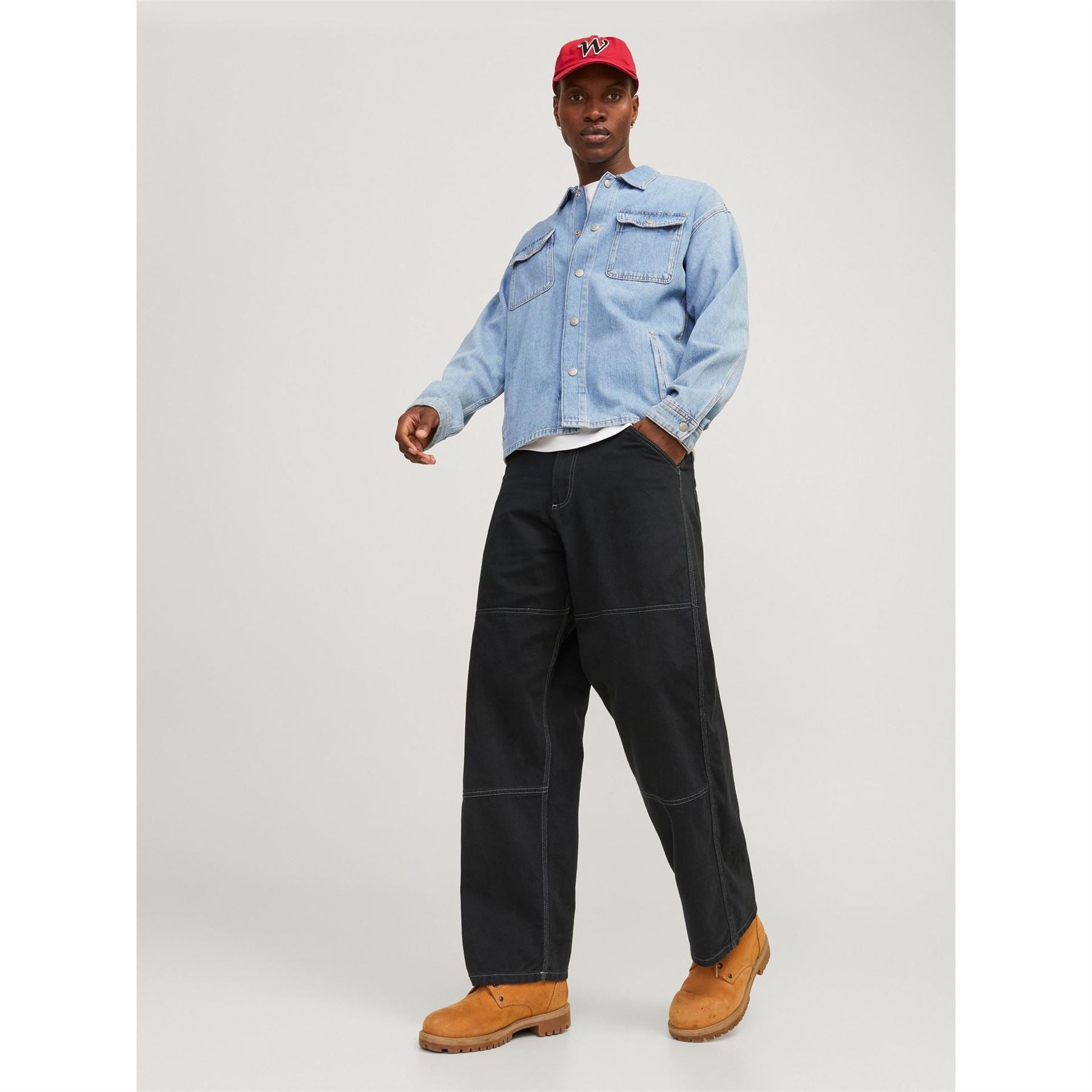 Jack and Jones Owen Solid Patterned Wide Leg Cargo Pants