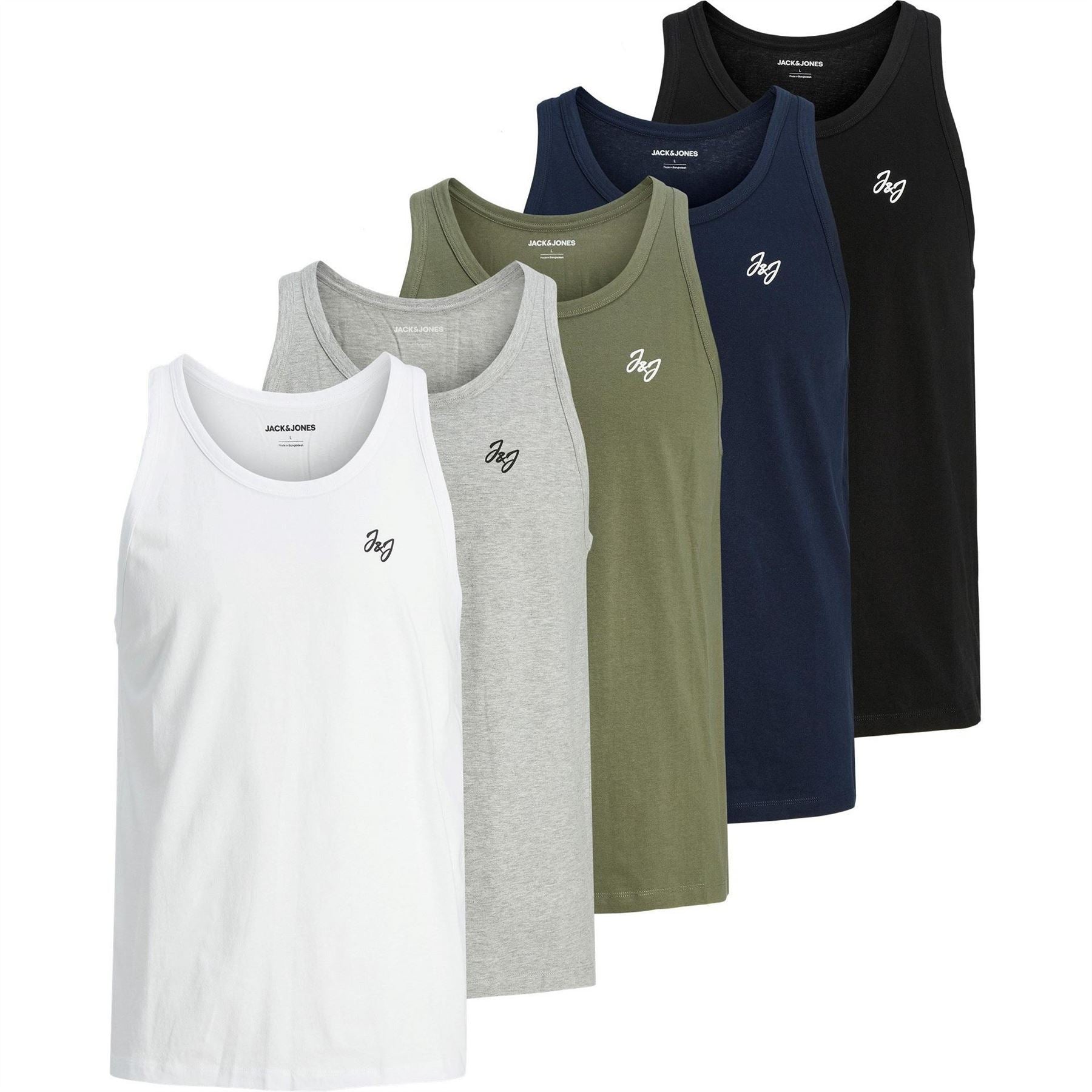 Jack and Jones 5 Pack Scoop Neck Regular Fit Tank