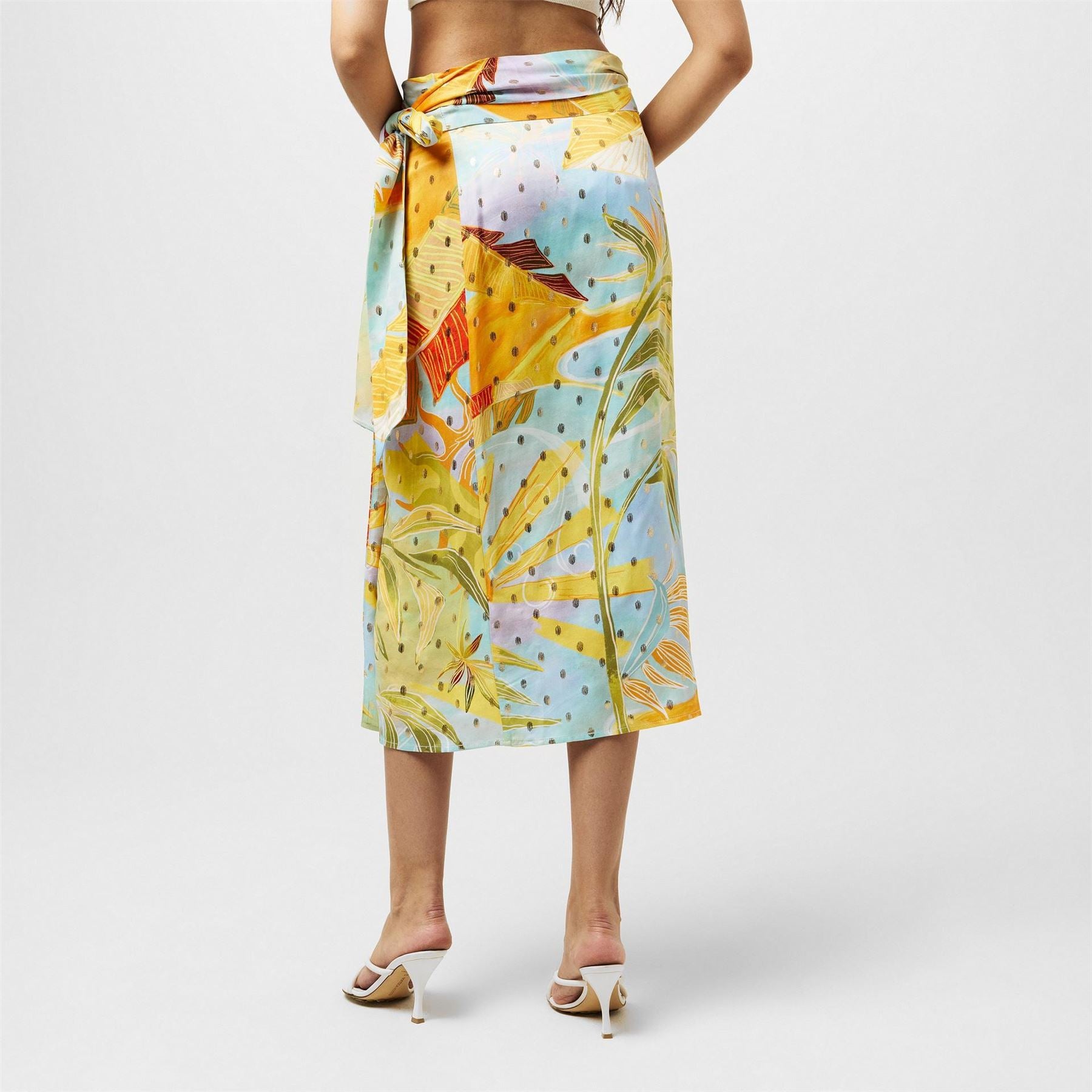 Never Fully Dressed Sky Jaspre Midi Floral Patterned Wrap Skirt