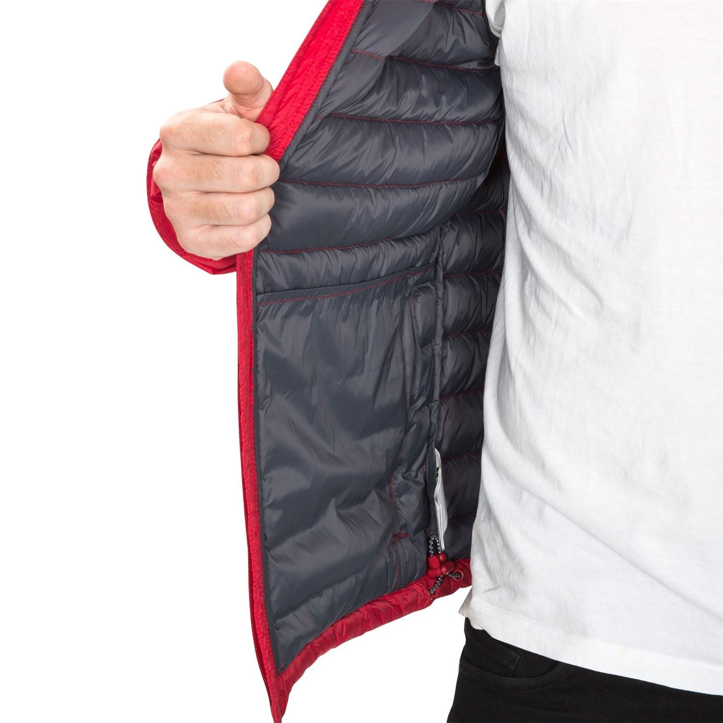 Trespass Digby Solid Patterned Hooded Down Jacket with Chest Pocket