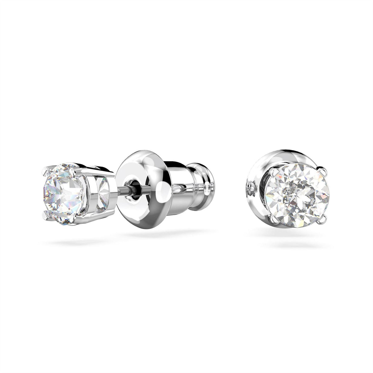 Swarovski Attract Stud Earrings, Round Cut, White, Rhodium Plated