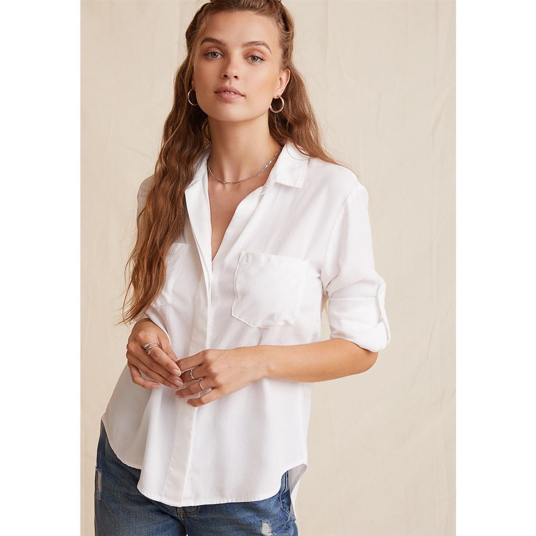 Bella Dahl Back Slit Relaxed Fit Three Quarter Sleeve Shirt