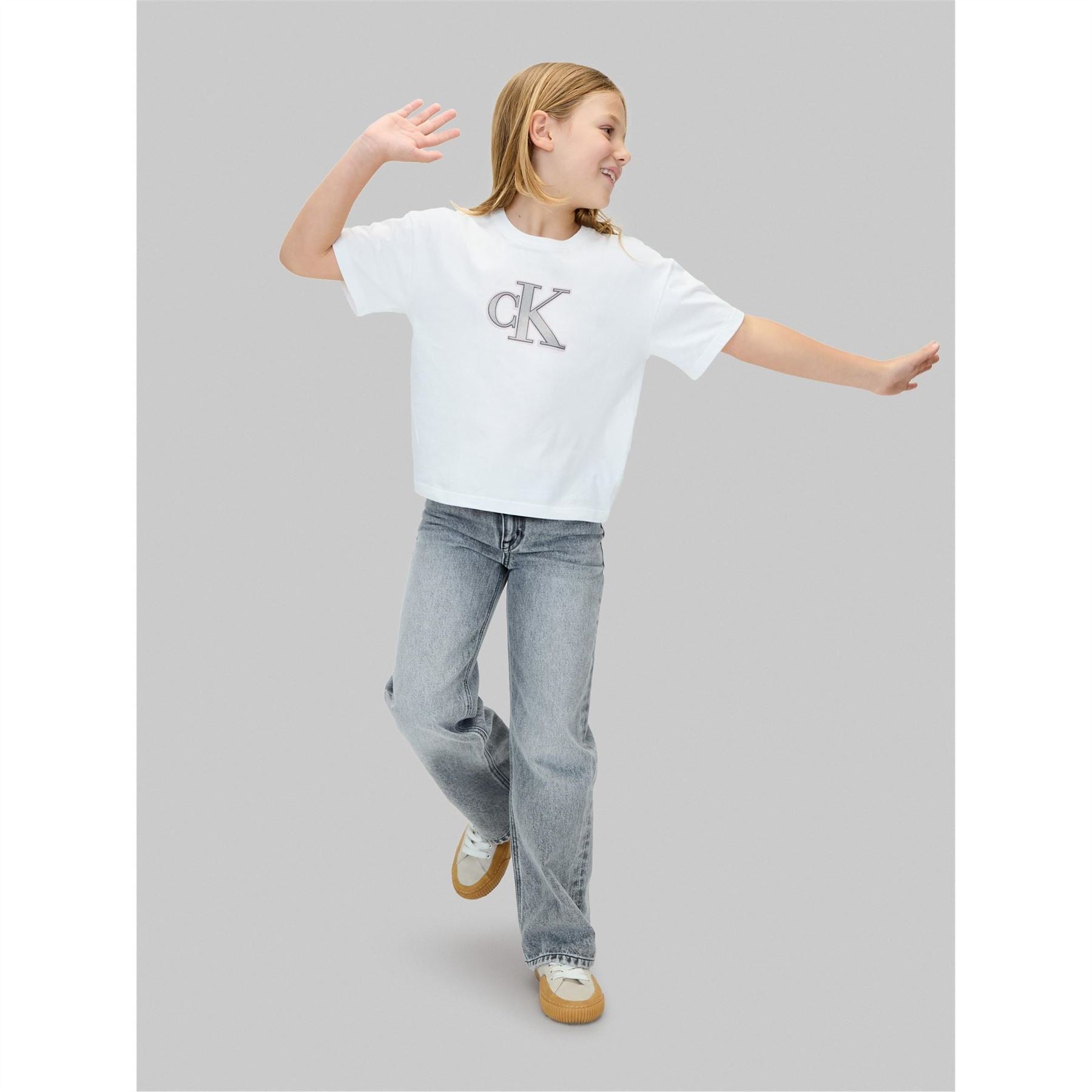 Calvin Klein Jeans Big Logo Print Cropped Crew Neck T-Shirt