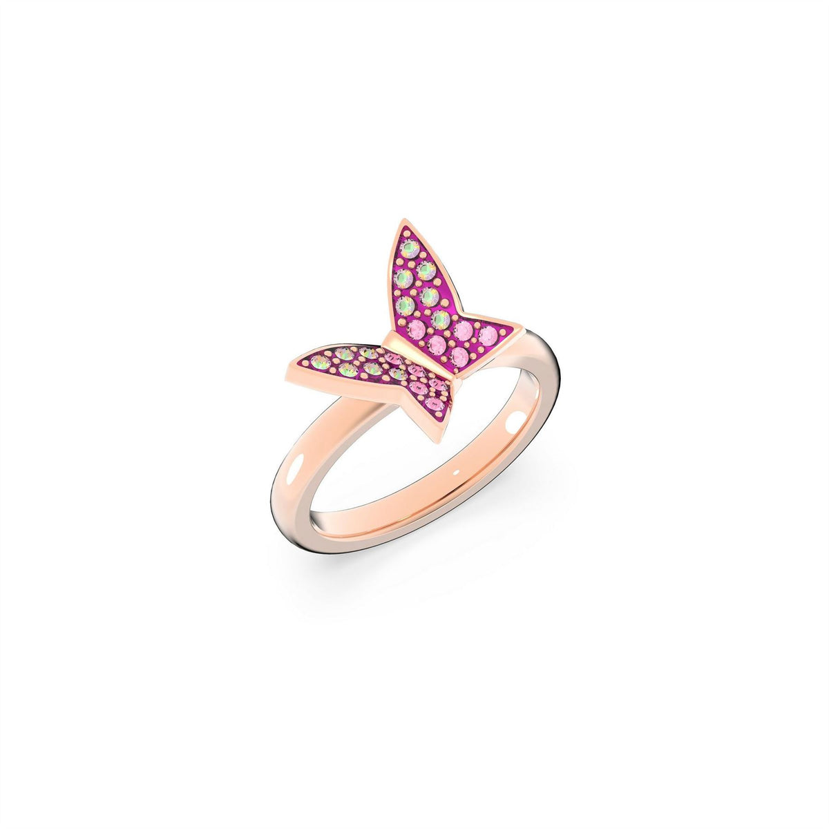 Swarovski Ring, Set (3), Butterfly, Pink, Rose Gold Tone Plated