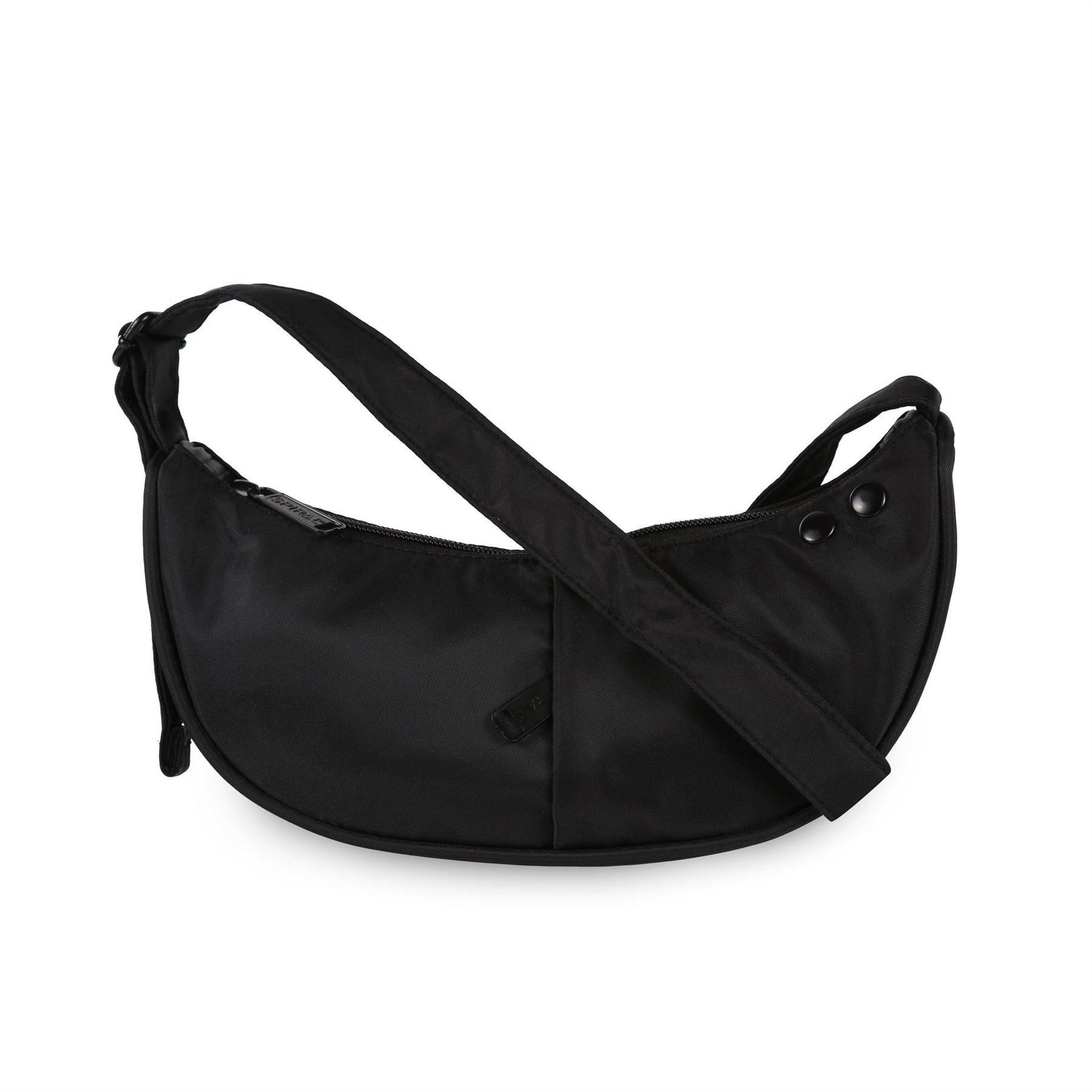 Spiral Cali Crescent Shape Cross Body Bag with Logo Patch