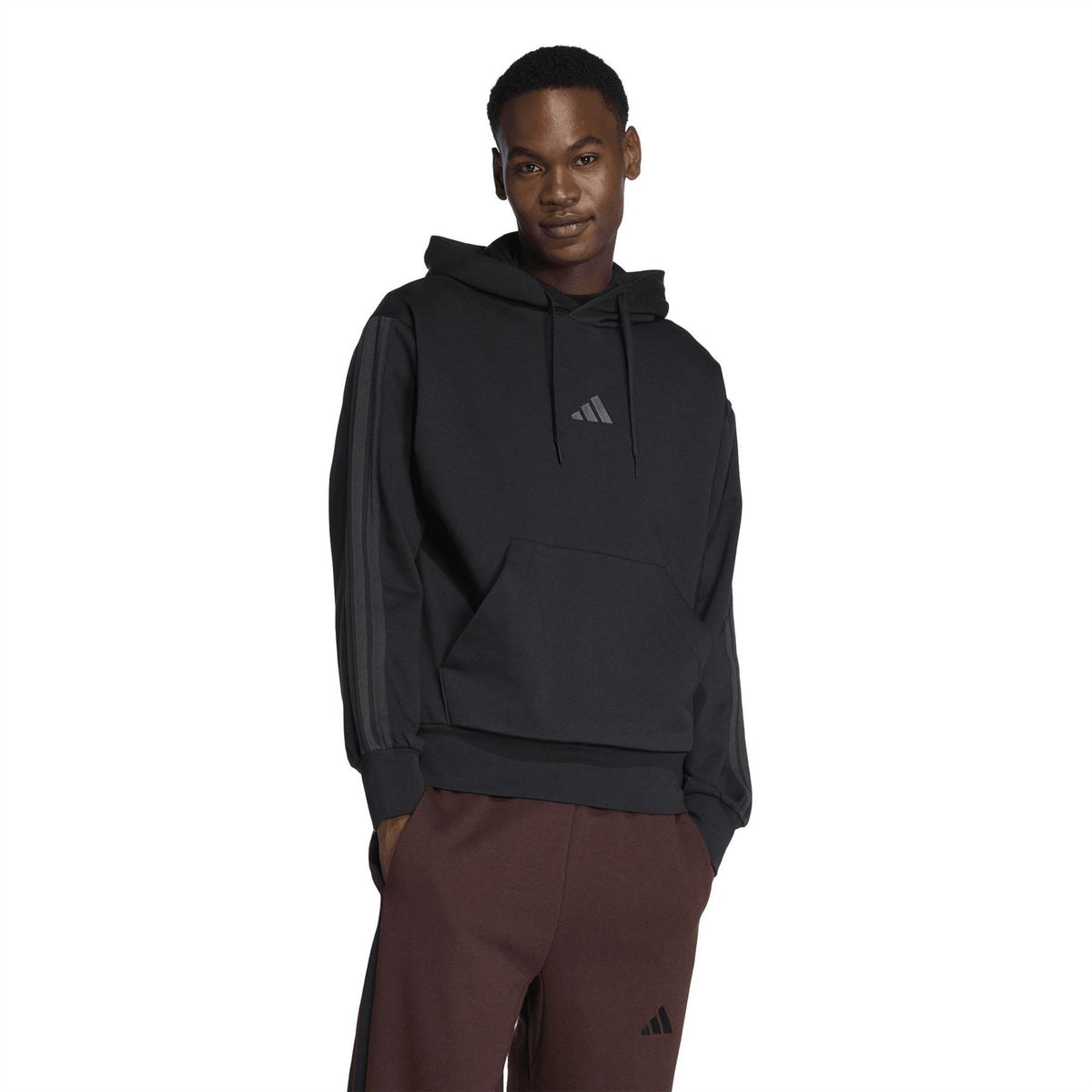adidas Mens Fleece 3 Stripes Hoodie