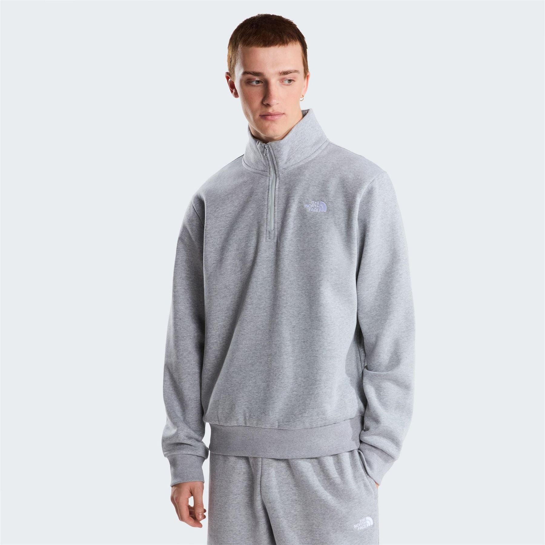 The North Face Relaxed Fit Zip Neck High Collar Long Sleeve Sweatshirt