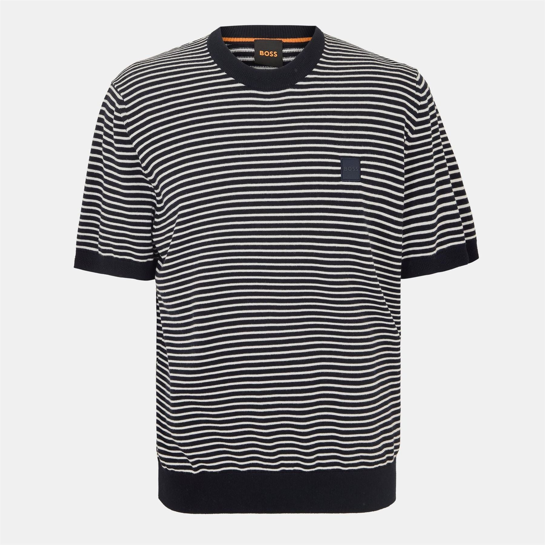 Boss Crew Neck Ribbed Collar Short Sleeve Sweatshirt