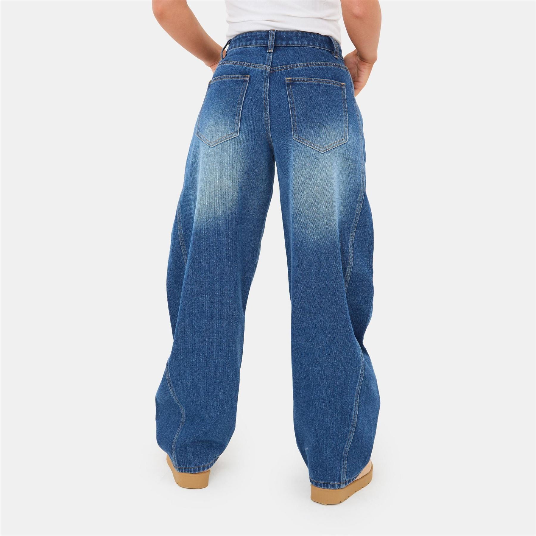 I Saw It First Barrel Jean High Waisted Full Length Cotton Jeans