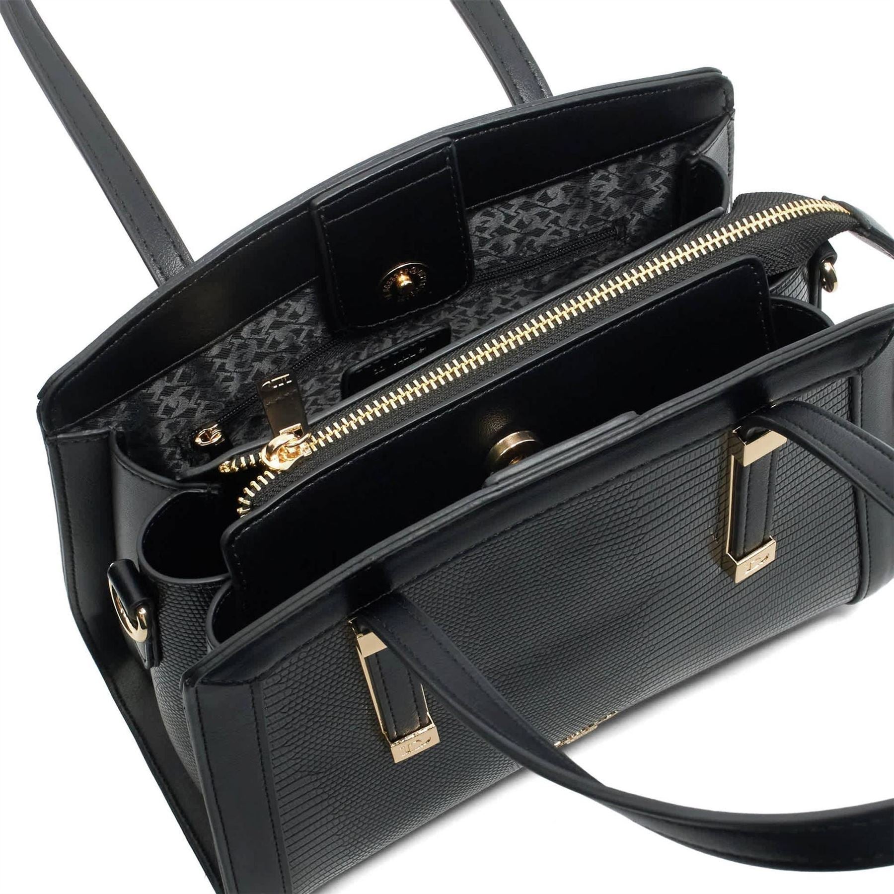 Dune London Dorris Snake Skin Textured Tote with Logo