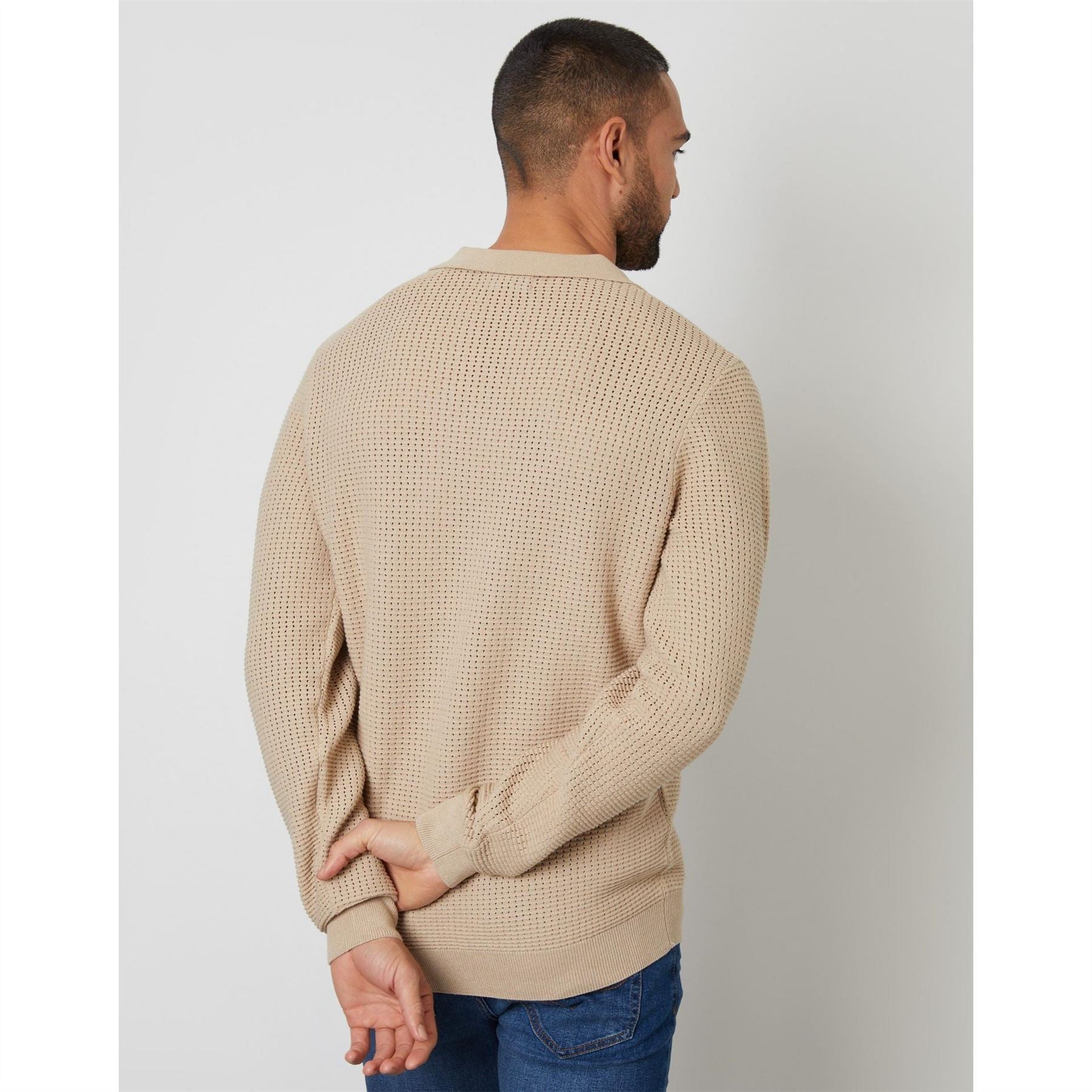 Threadbare Brockholes Long Sleeve Knitted Polo Shirt