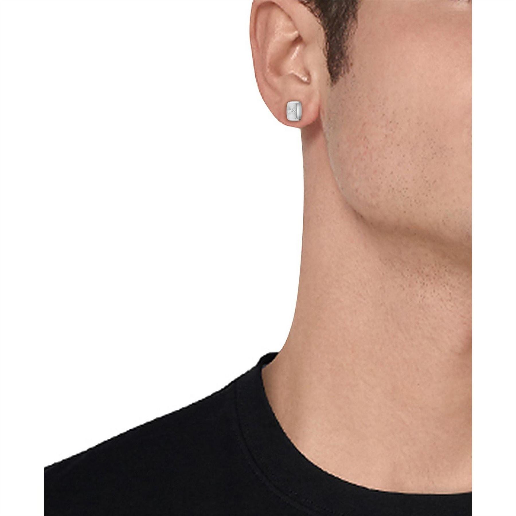 Boss Yann Stud Stainless Steel Square Earrings
