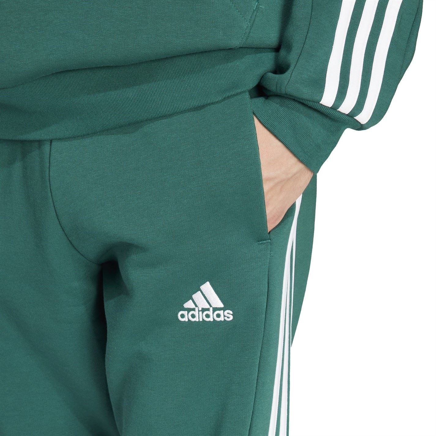 adidas Fleece Tapered Cuff 3 Stripes Joggers M