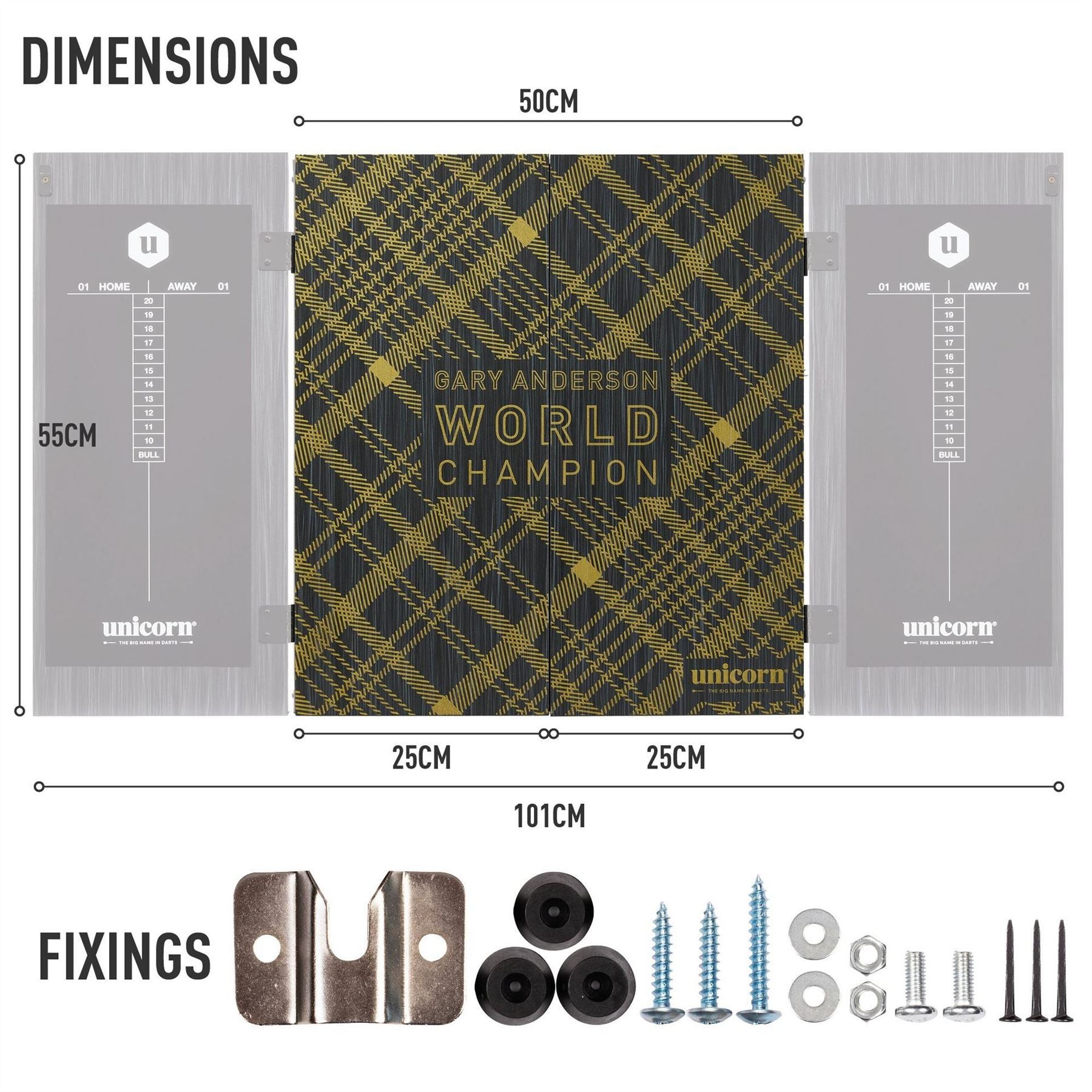 Unicorn Darts Gary Anderson World Champion Dartboard  And  Deluxe Cabinet Set Adults