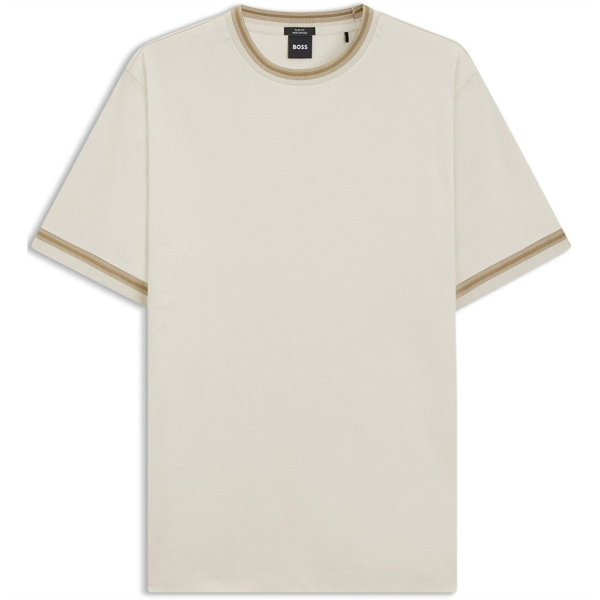 Boss Crew Neck Ribbed Collar Short Sleeve T-Shirt