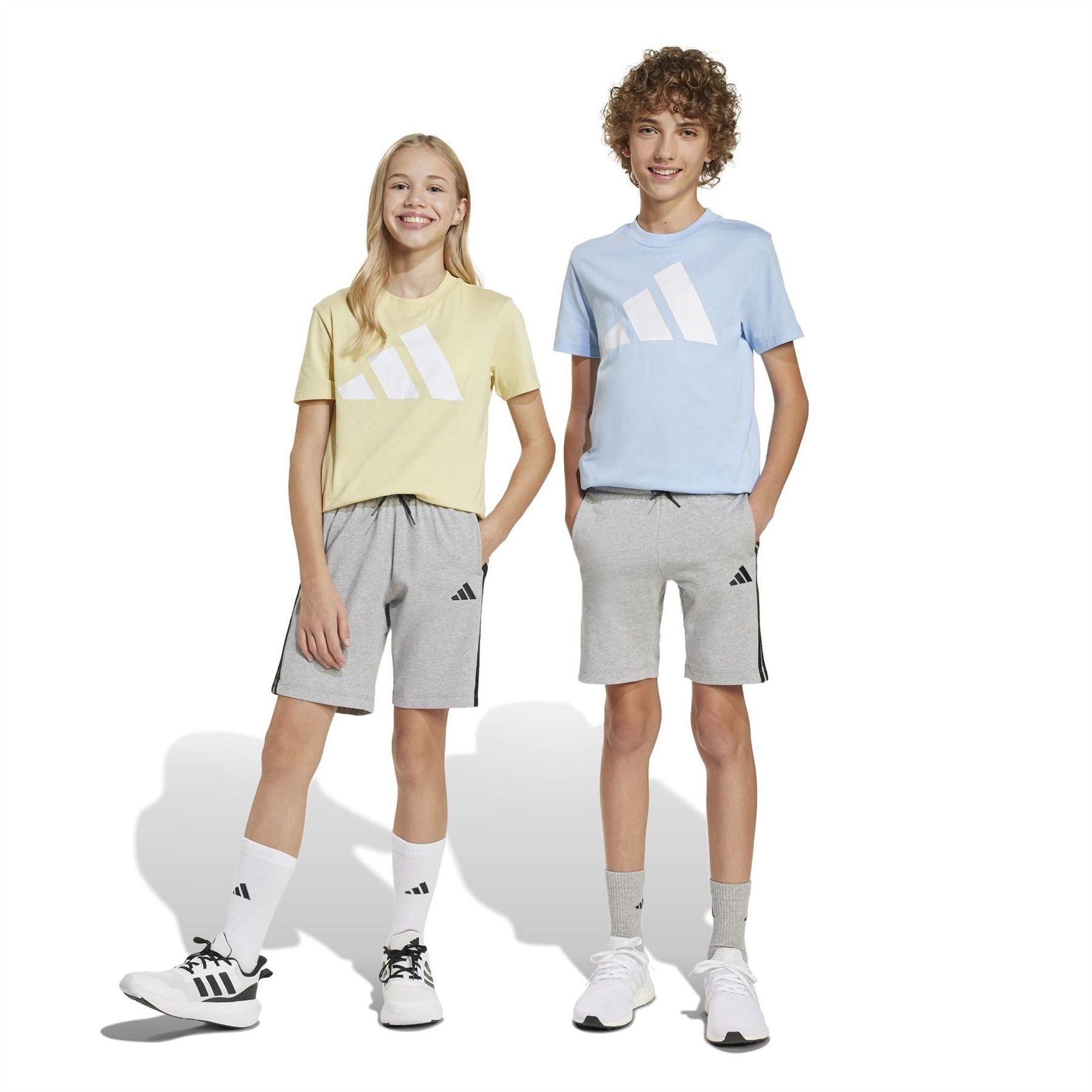 adidas Essentials 3 Stripe Jersey Short Juniors