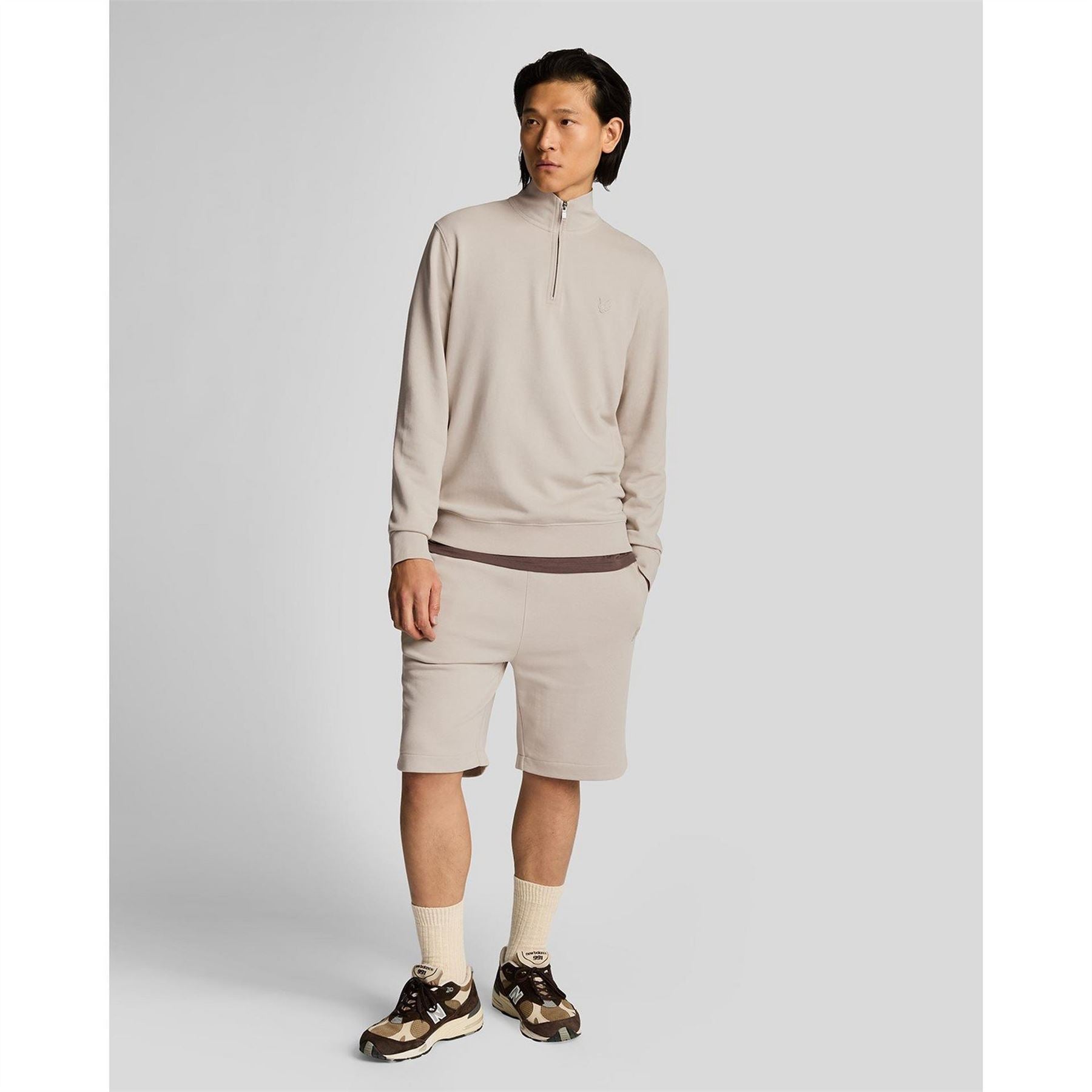 Lyle and Scott Zip Neck Funnel High Collar Long Sleeve Sweatshirt
