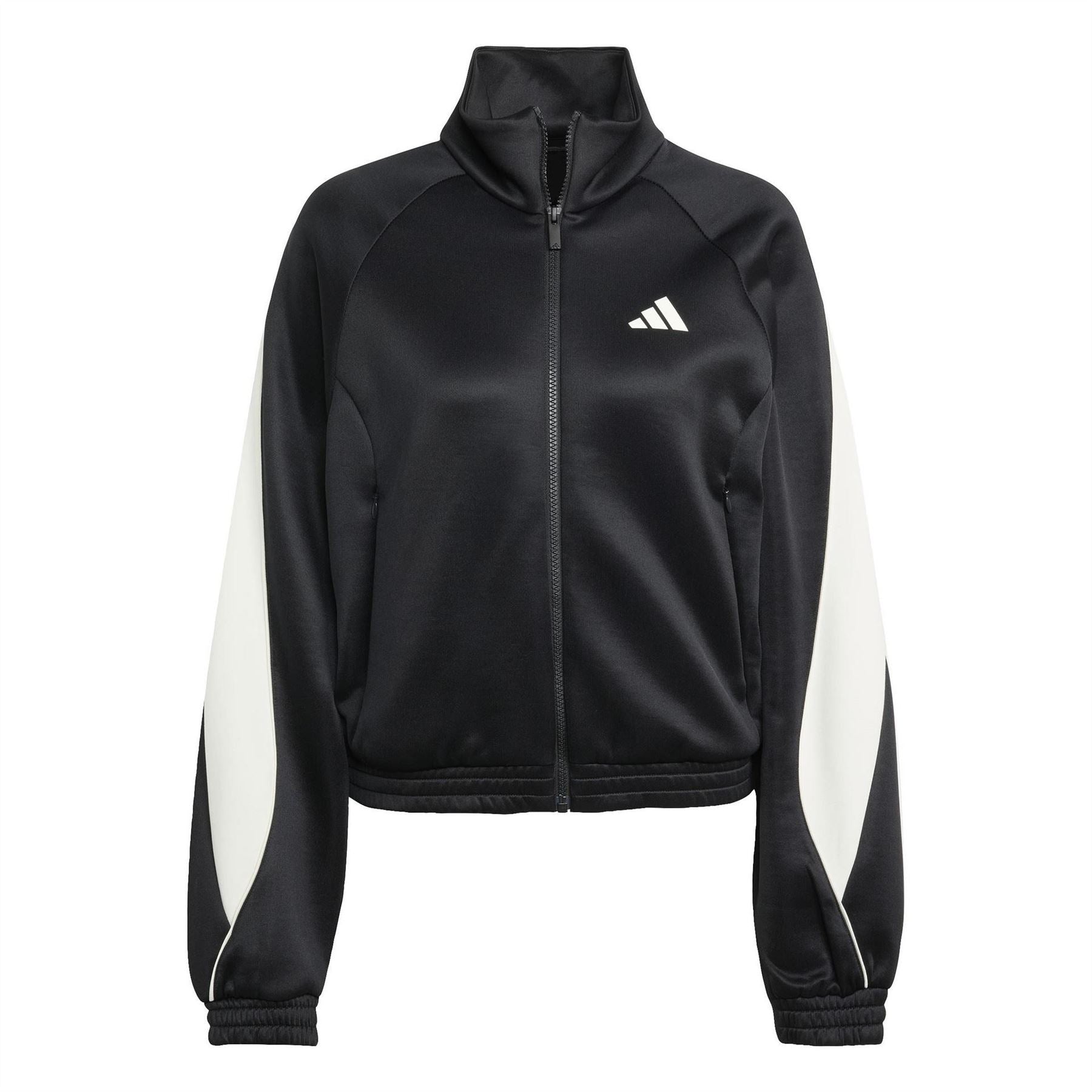 adidas Solid Patterned Zip Neck Track Jacket