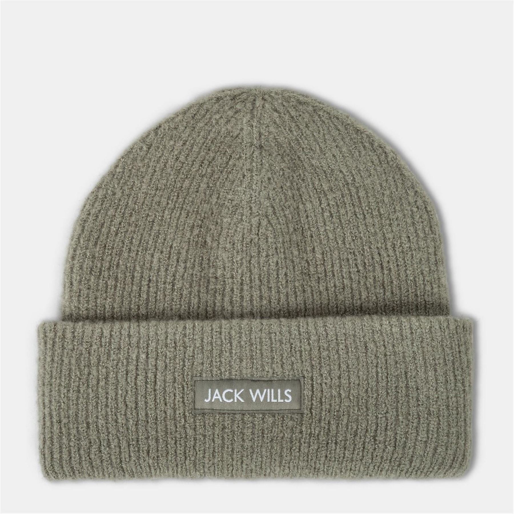Jack Wills Rib Knitted Logo Adjustable Cuff Beanie