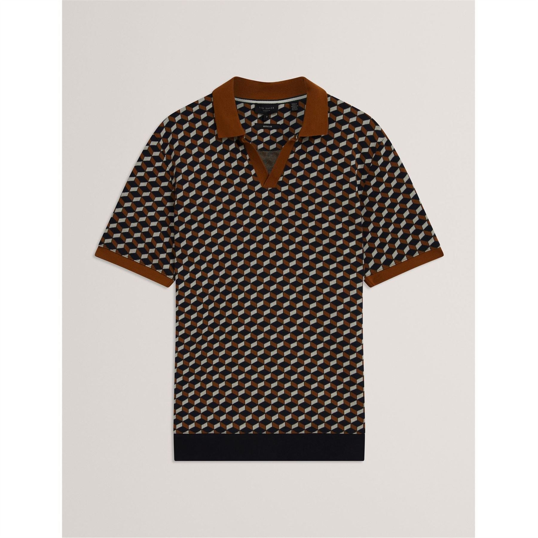 Ted Baker Jacquard Collared Short Sleeve Polo Shirt
