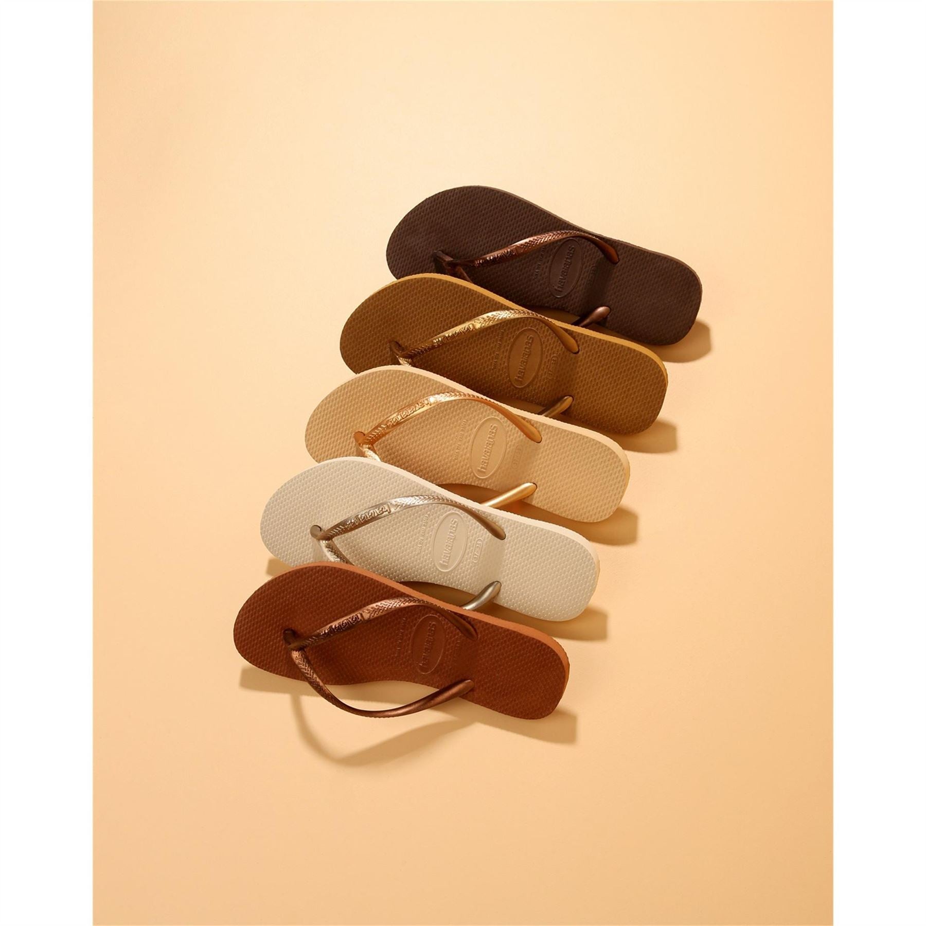 Havaianas Womens Hav. Slim Dark Brown Metal Acoused Flip Flops