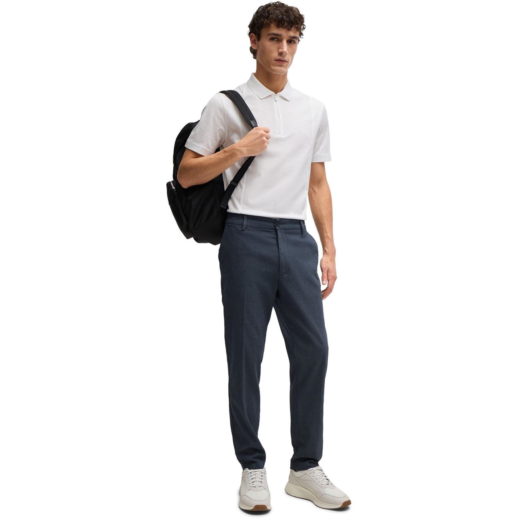 Boss Solid Patterned Straight Leg Trousers