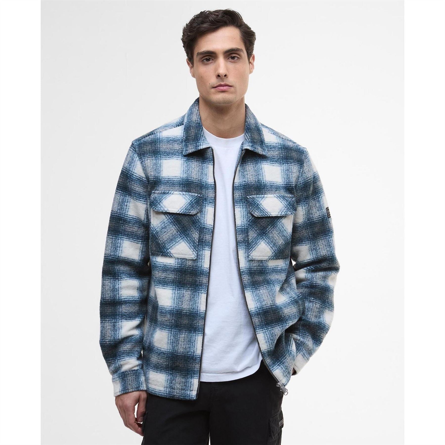 Barbour International Clayton Fleece Check Full Zip Long Sleeve Overshirt