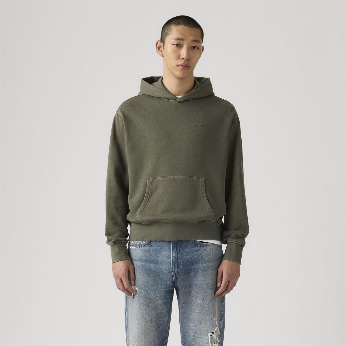 Levis Hooded Neck Drop Shoulder Sweatshirt with Kangaroo Pocket