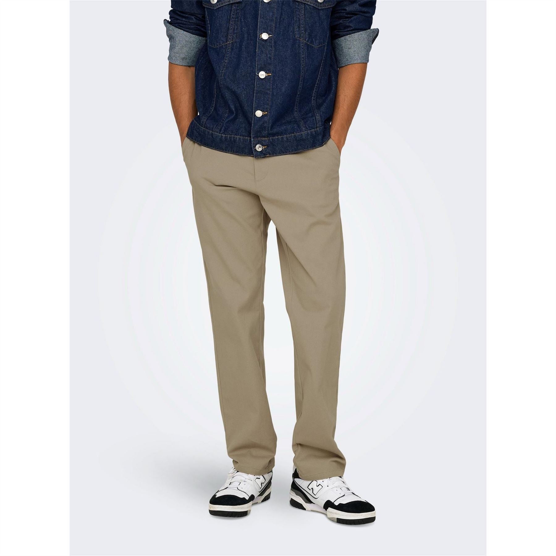 Only Solid Patterned Straight Leg Trousers