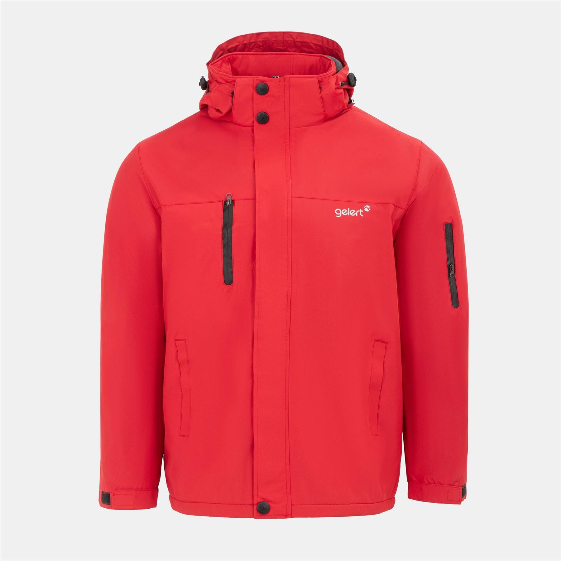 Gelert Hooded Snap Button Solid Patterned Parka Jacket with Zipped Pocket