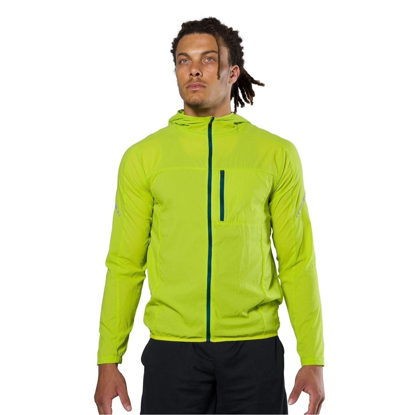 Nathan Stealth Solid Patterned Hooded Windbreaker with Zipped Pocket and Reflective Ribbon