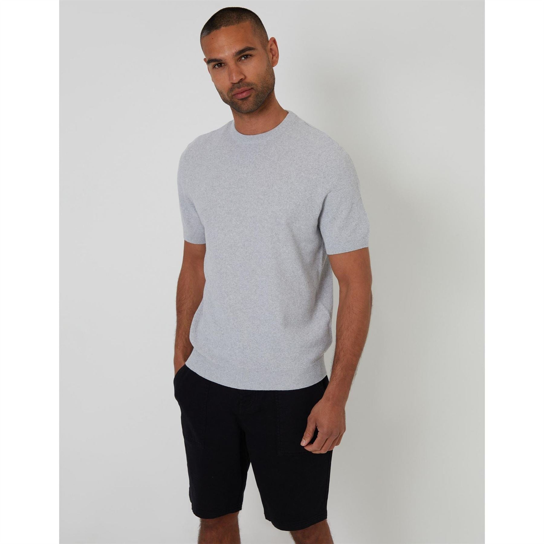 Threadbare Crew Neck Ribbed Collar Short Sleeve T-Shirt