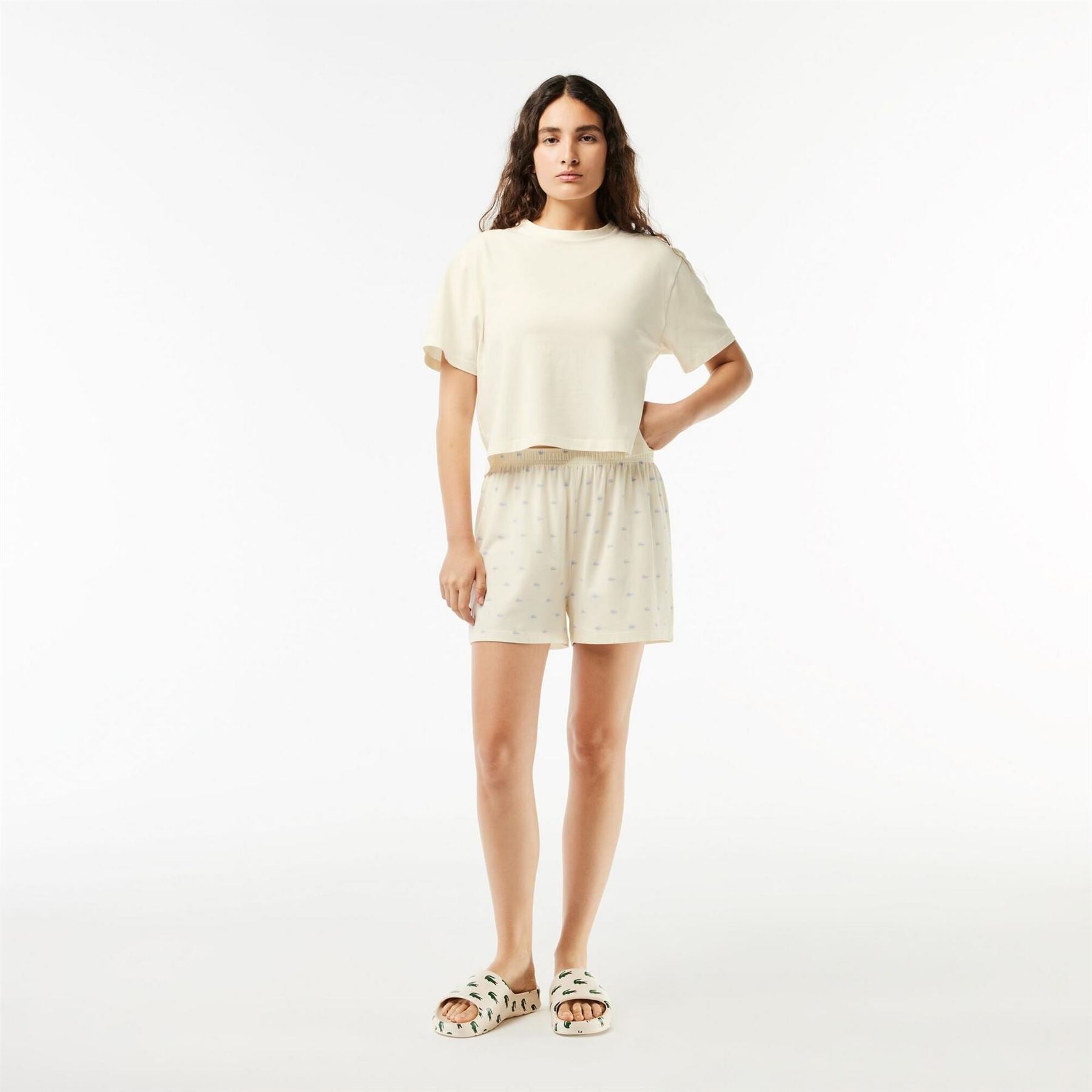 Lacoste Shorts  And  T-Shirt Pyjama Set
