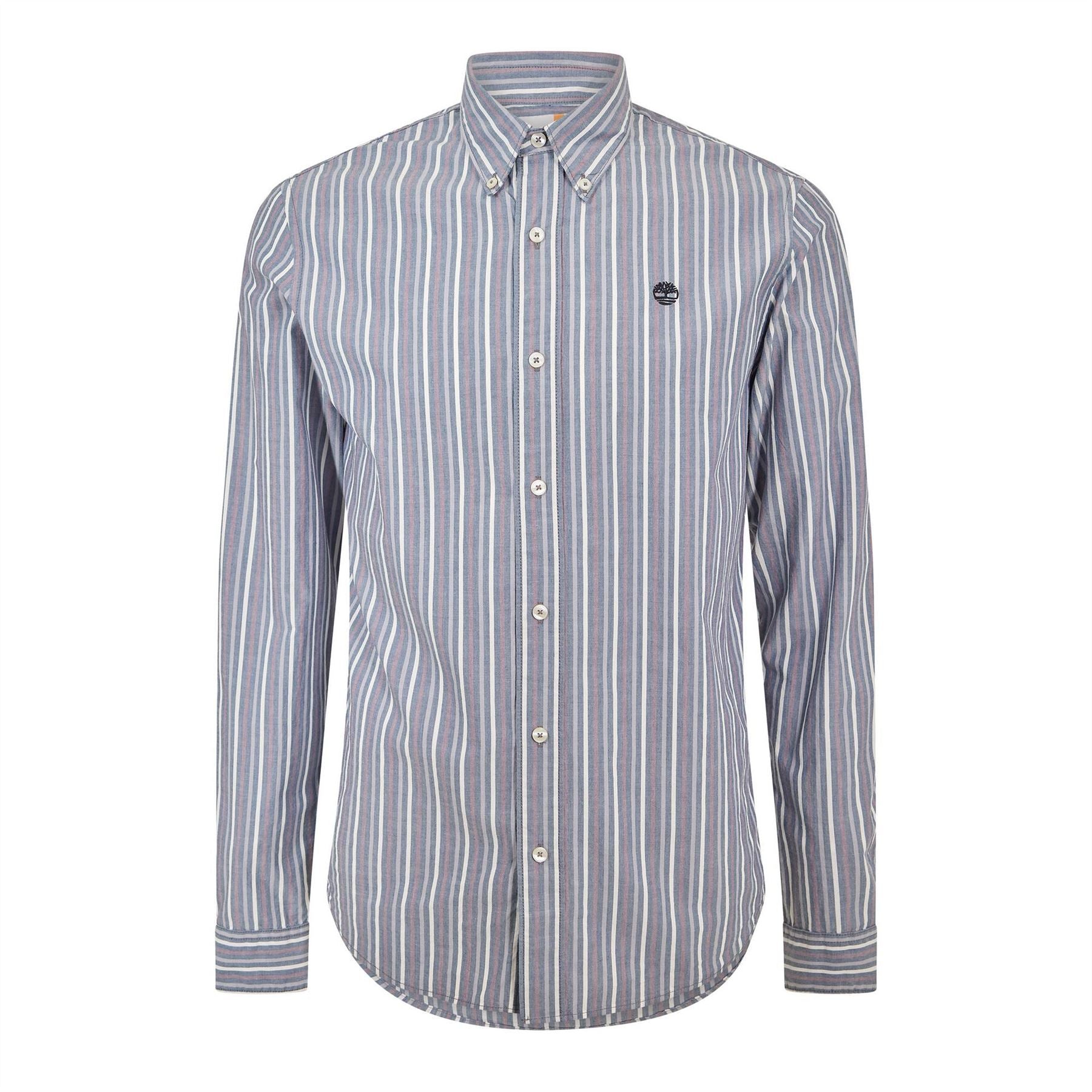 Timberland Timberland Logo Collared Long Sleeve Striped Shirt