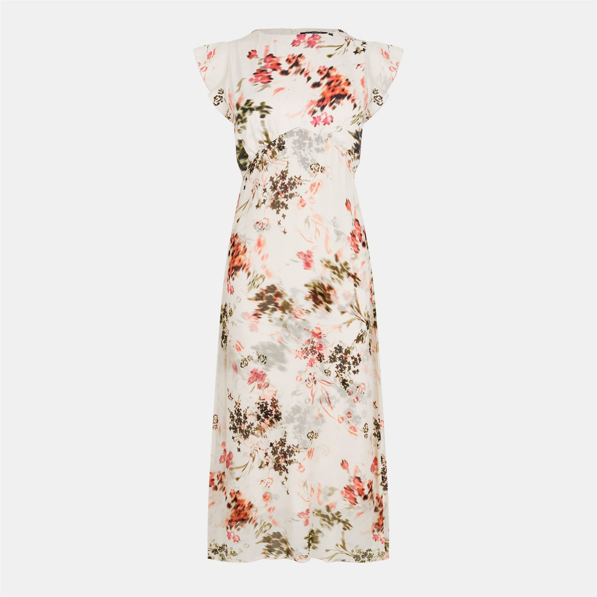 French Connection Crew Neck Midi A-Line Dress