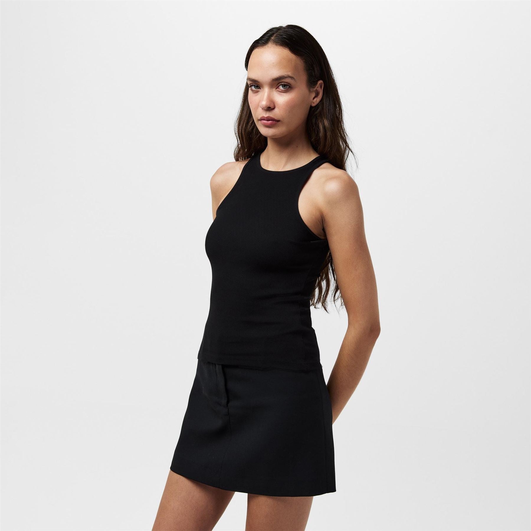 French Connection Slim Fit High Neck Rib Tank
