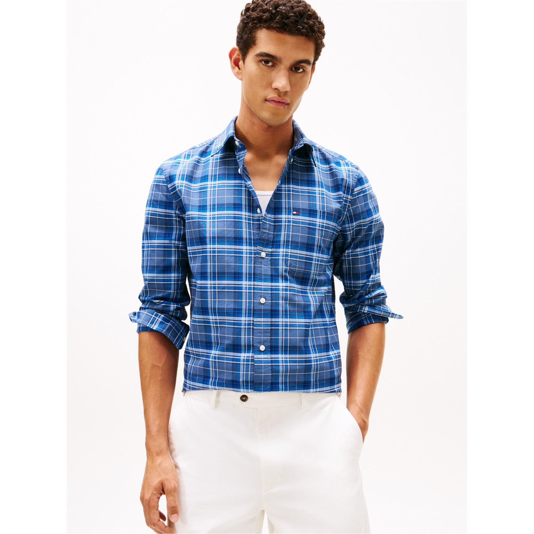 Tommy Hilfiger Oxford Check Button Down Collar Long Sleeve Shirt