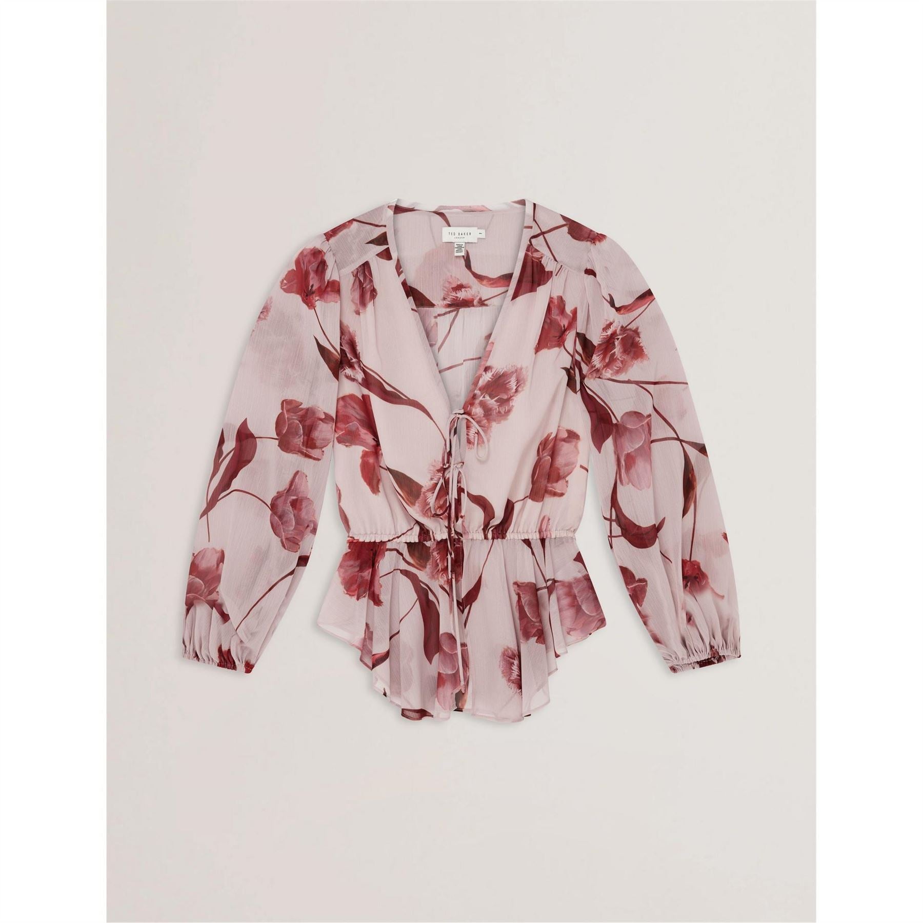 Ted Baker V-Neck Bishop Sleeve Long Sleeve Blouse