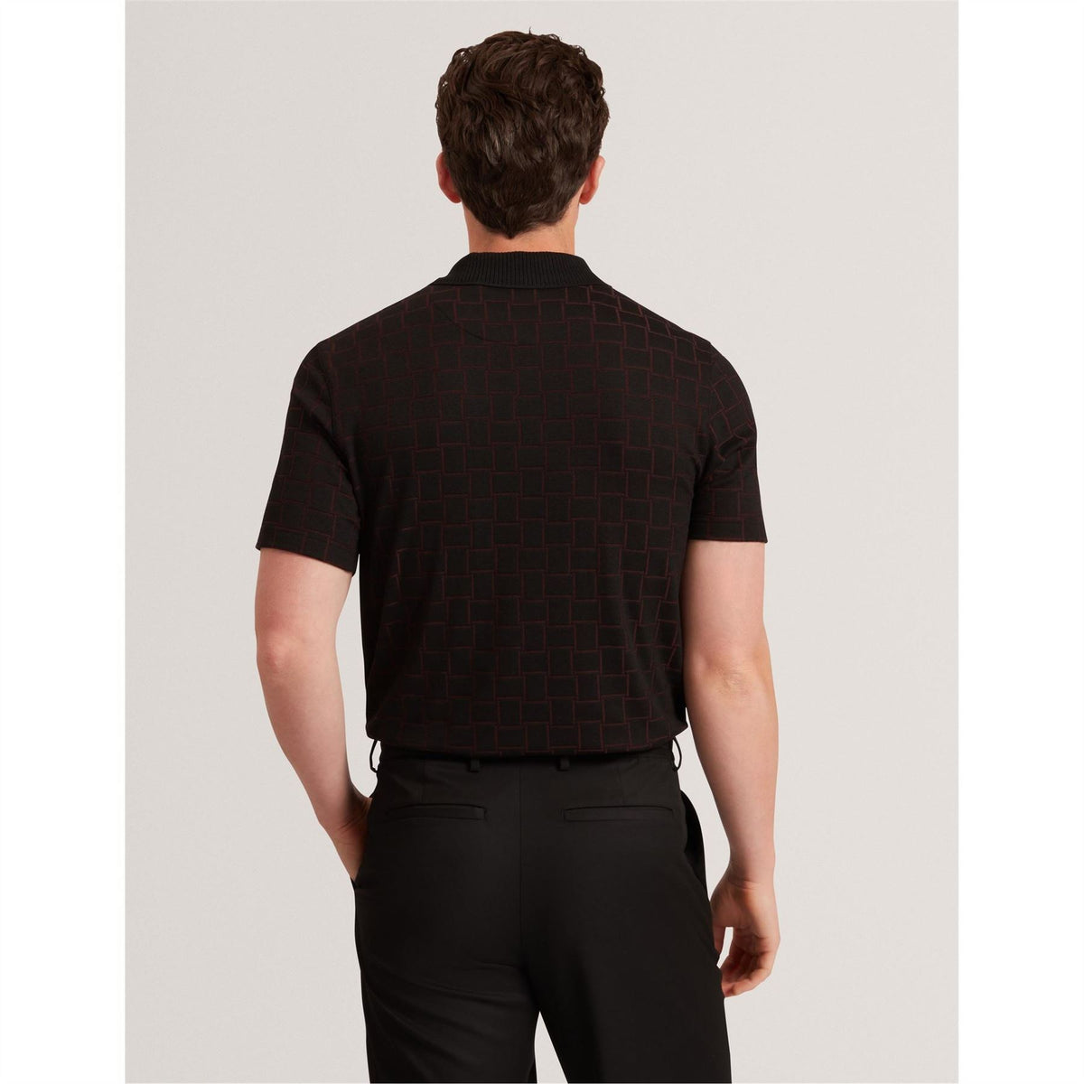 Ted Baker Jacquard Collared Neck Short Sleeve Polo Shirt
