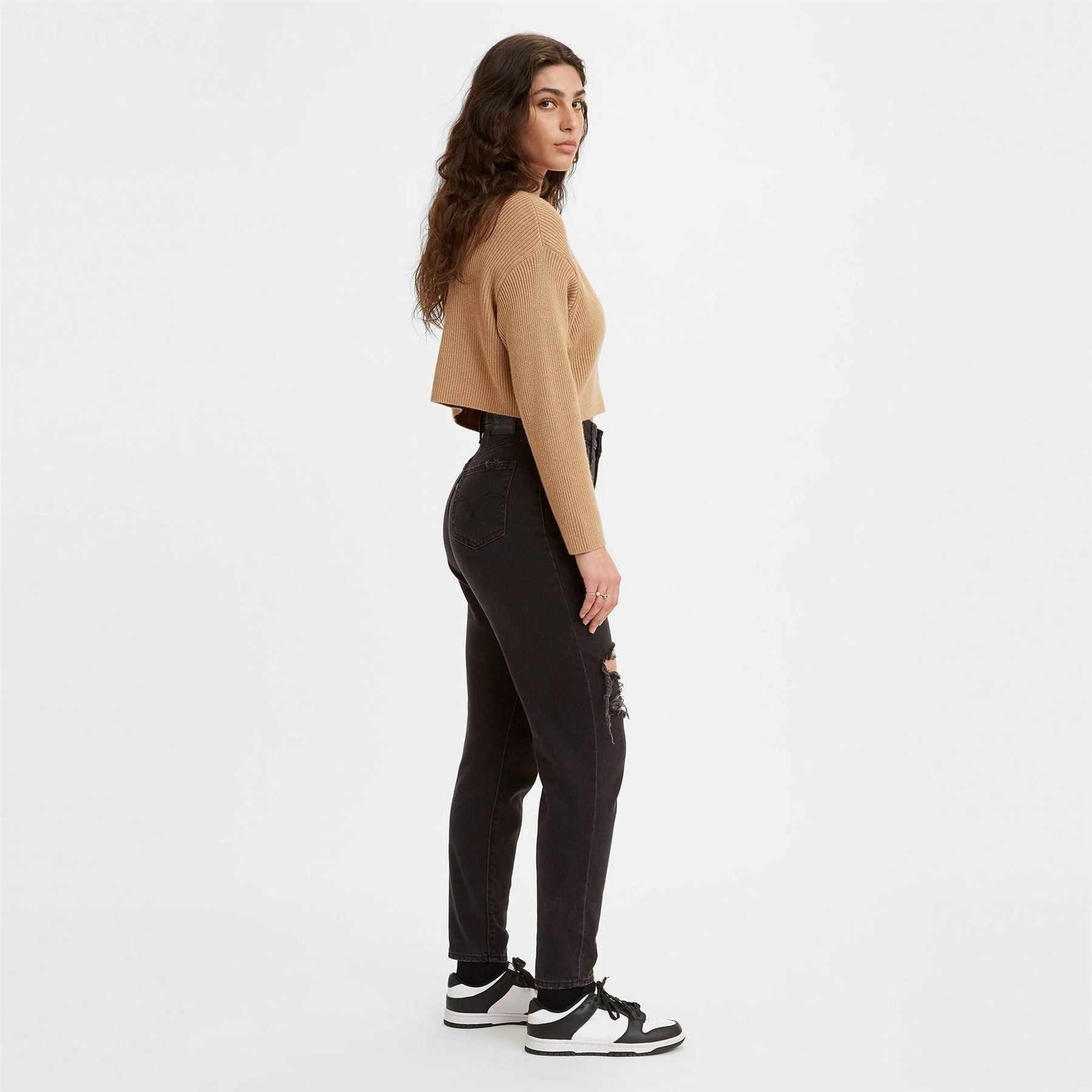 Levis High Waist Ripped Mom Straight Leg Jeans