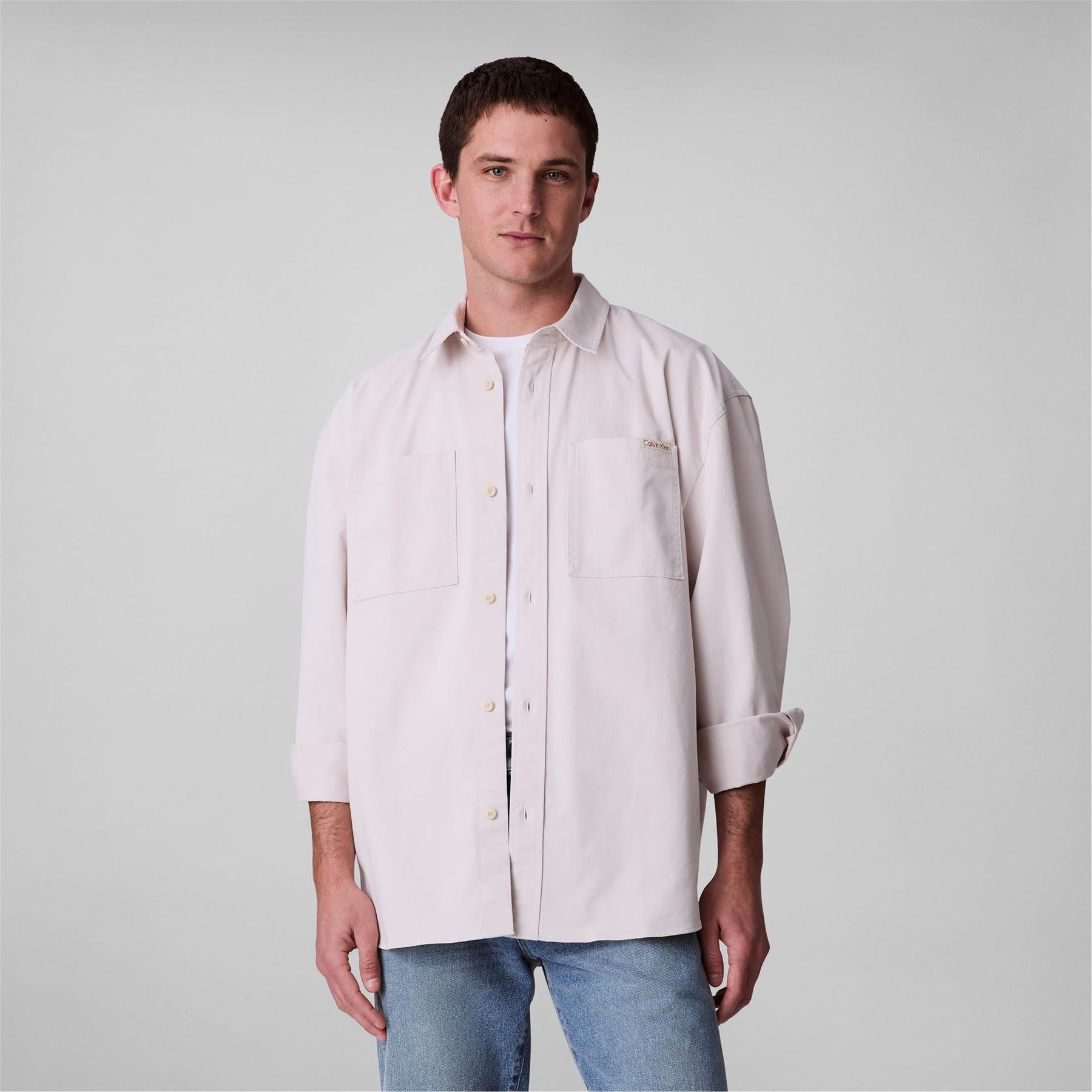 Calvin Klein Jeans Relaxed Chambray Cotton Long Sleeve Oversized Fit Overshirt