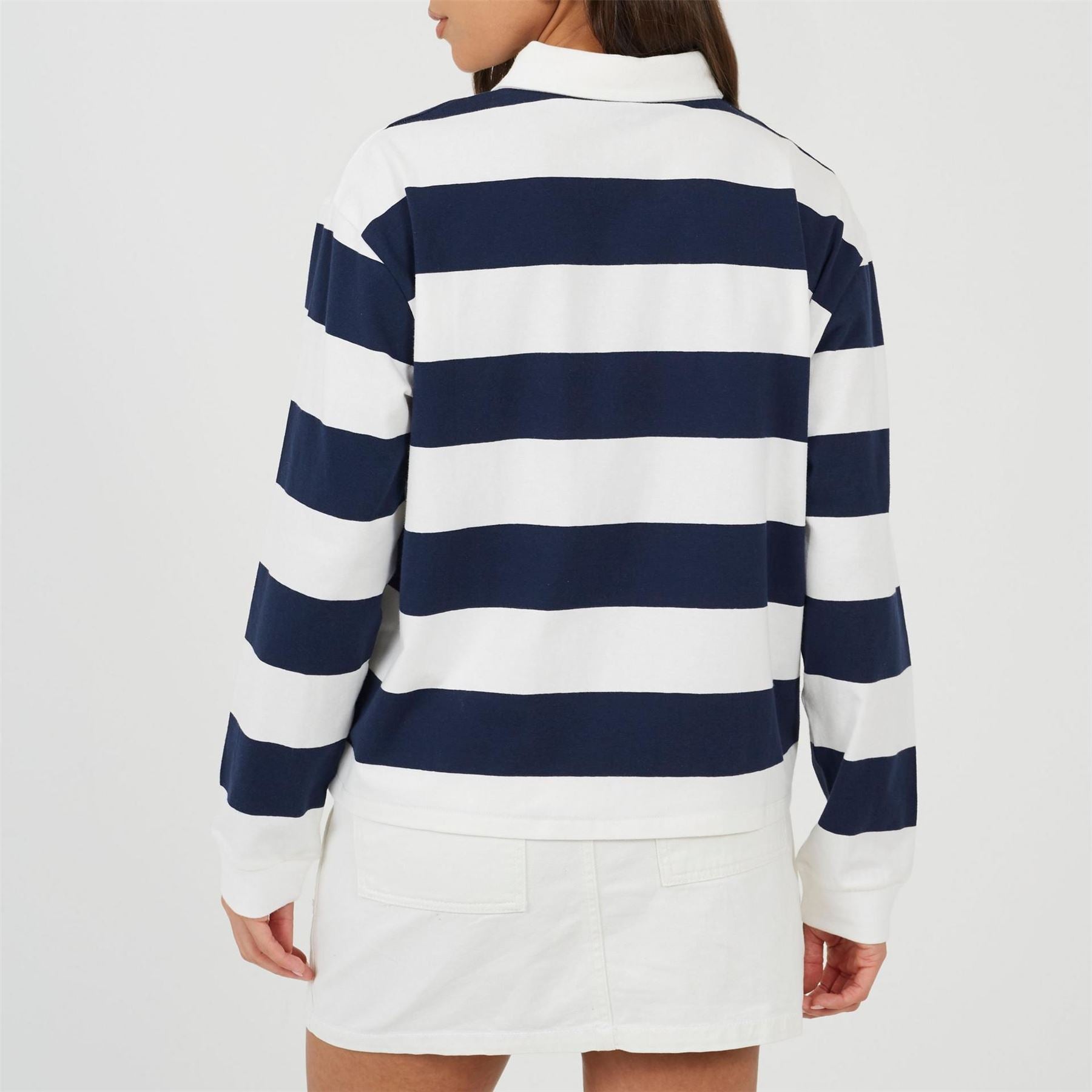 Brave Soul Womens Rugby Style Long Sleeve Top With Stripe