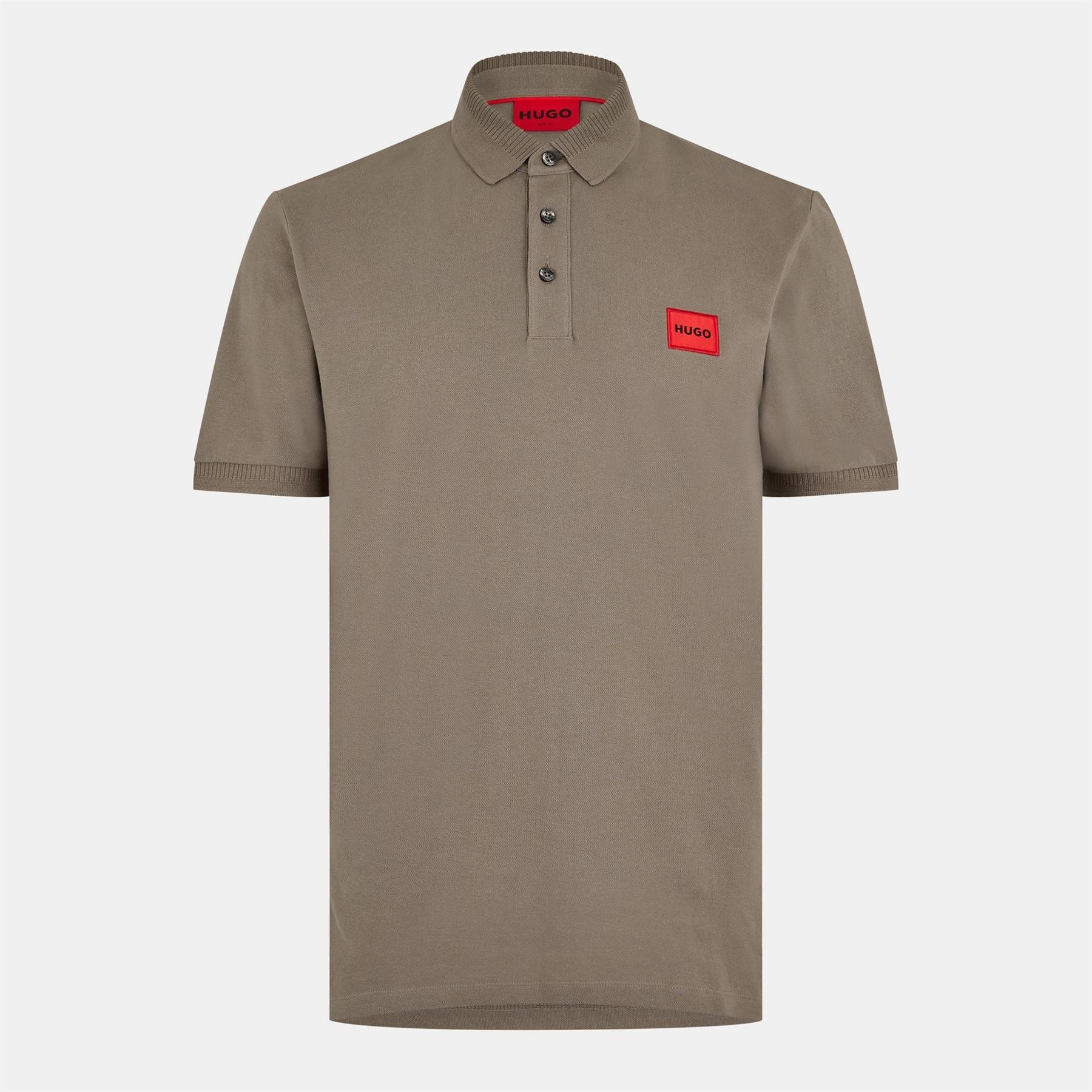 Hugo HUGO Deruso Short Sleeve Polo Shirt with Logo Detail and Ribbed Collar   Premium Cotton