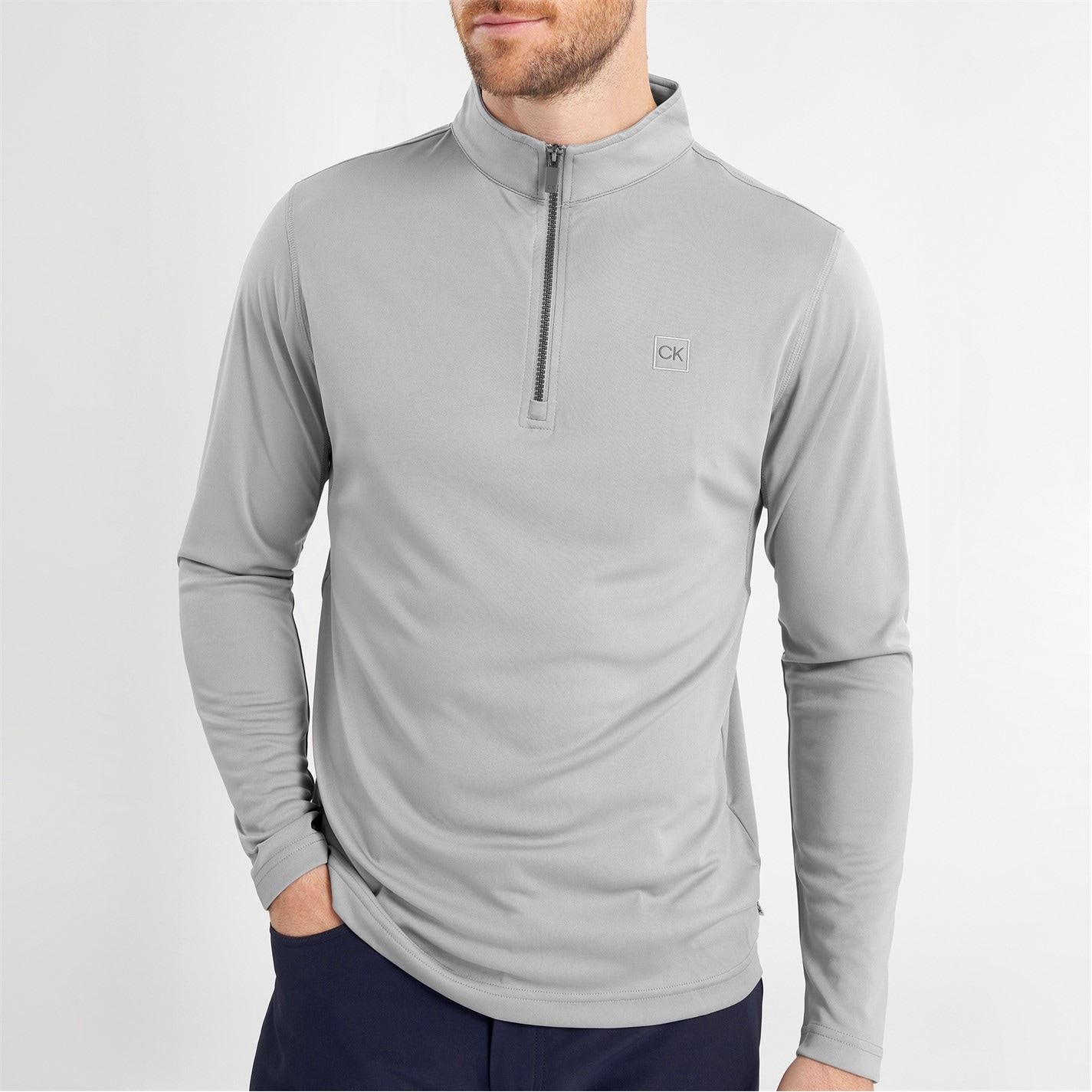 Calvin Klein Golf Regular Fit Zip Neck Long Sleeve Sweatshirt