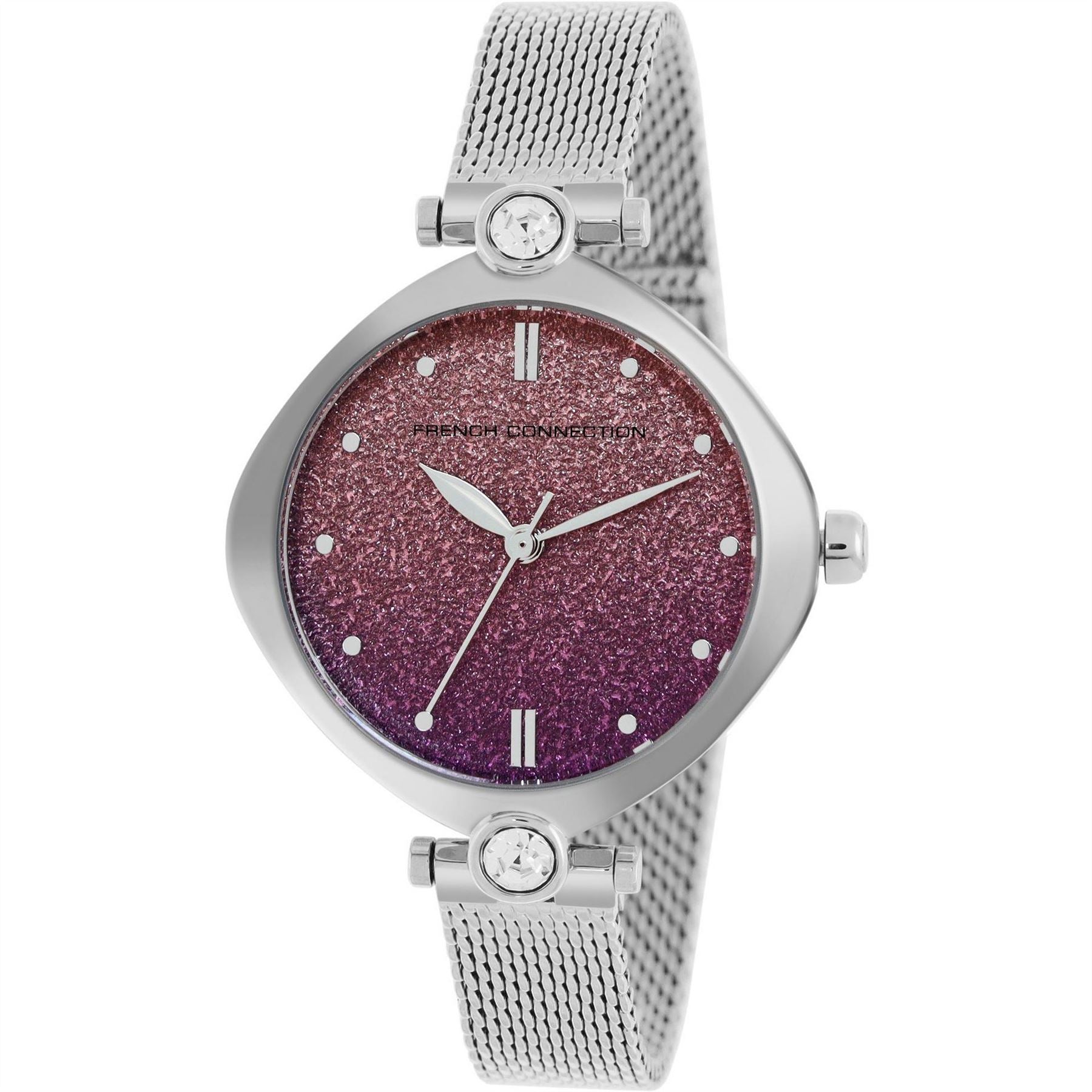 French Connection Womens Connection Sheen Shimmer Round Analog Watch With Steel Mesh Strap For