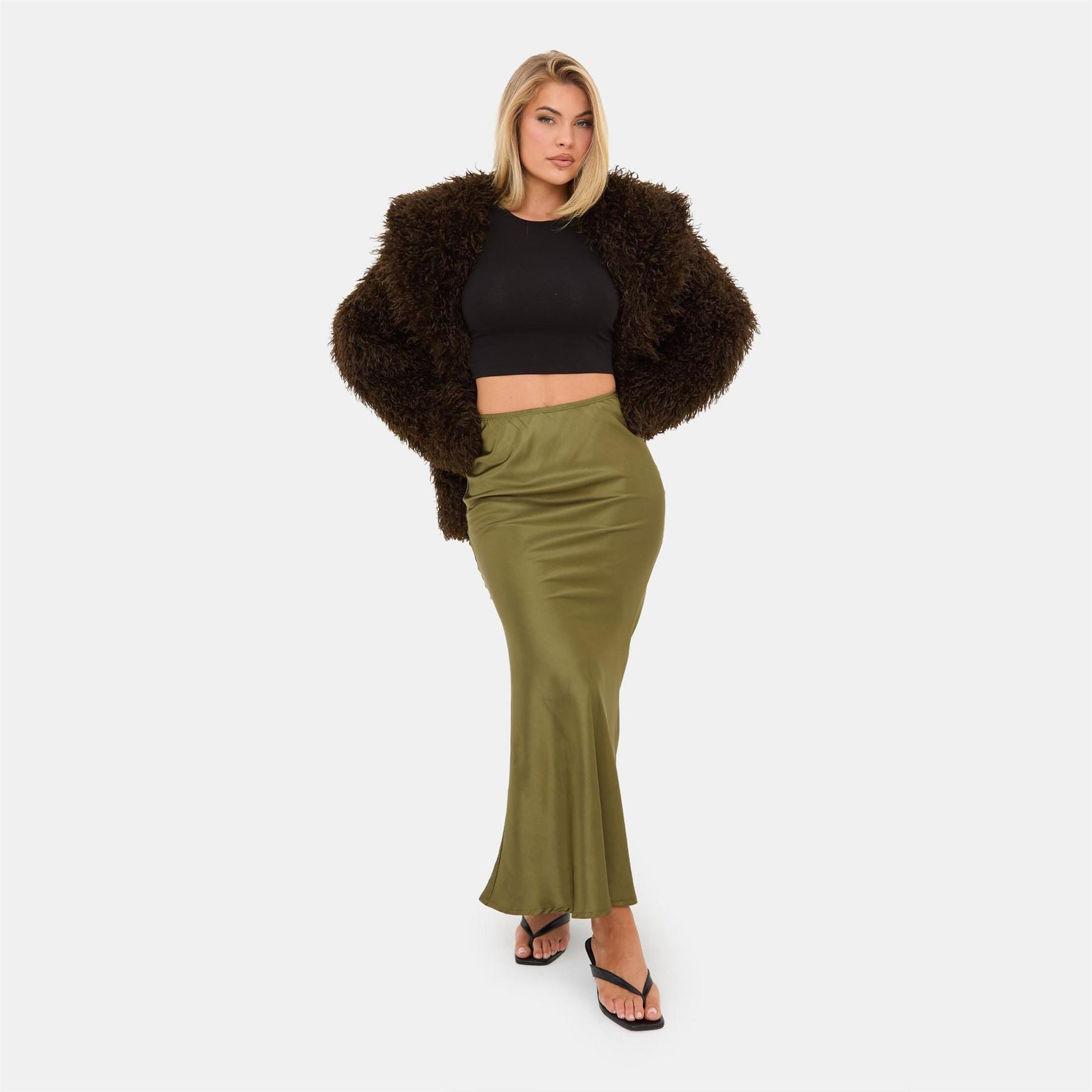 I Saw It First Bias Cut Satin Skirt